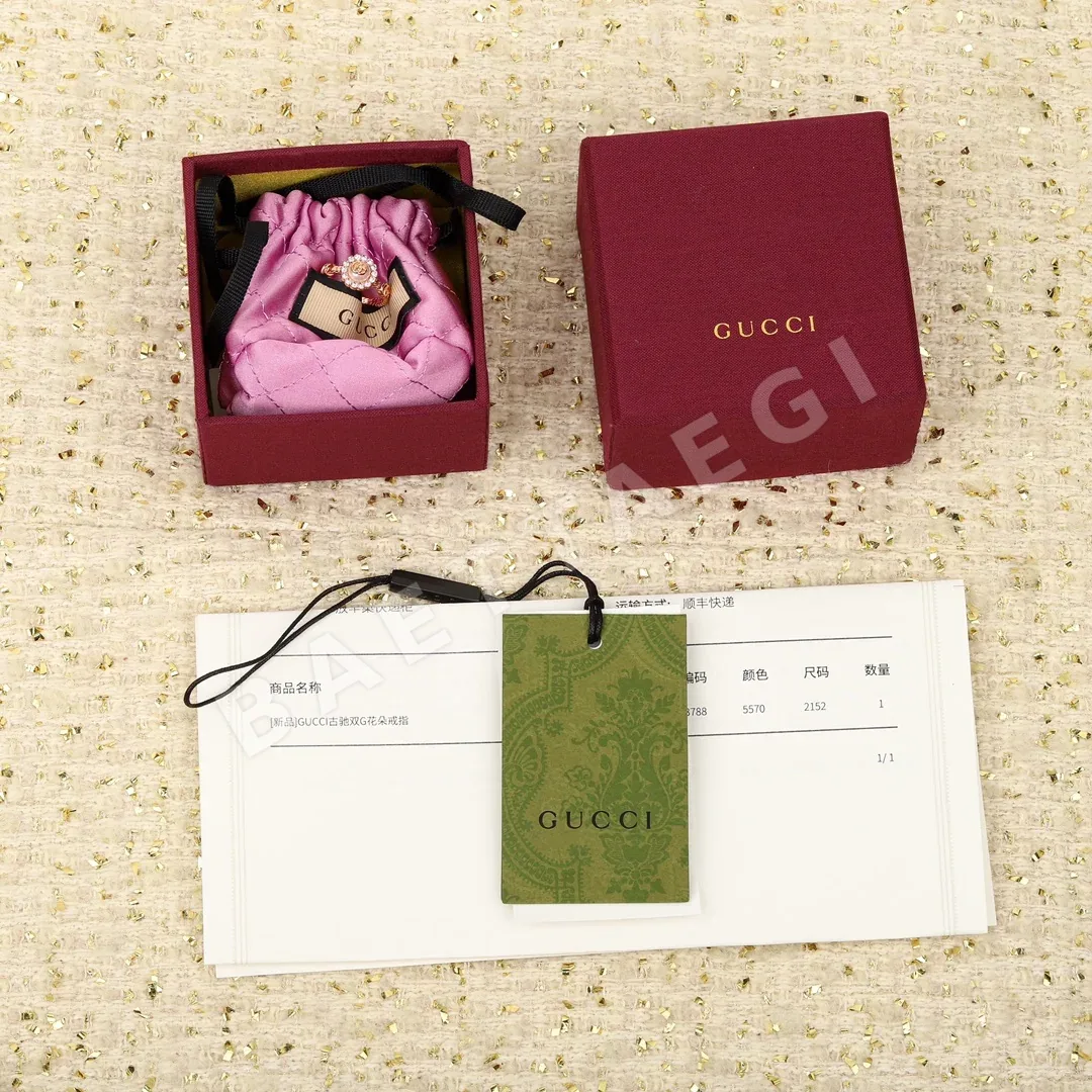 구찌 더블 G 플라워 스와로브스키 크리스탈 반지 55951