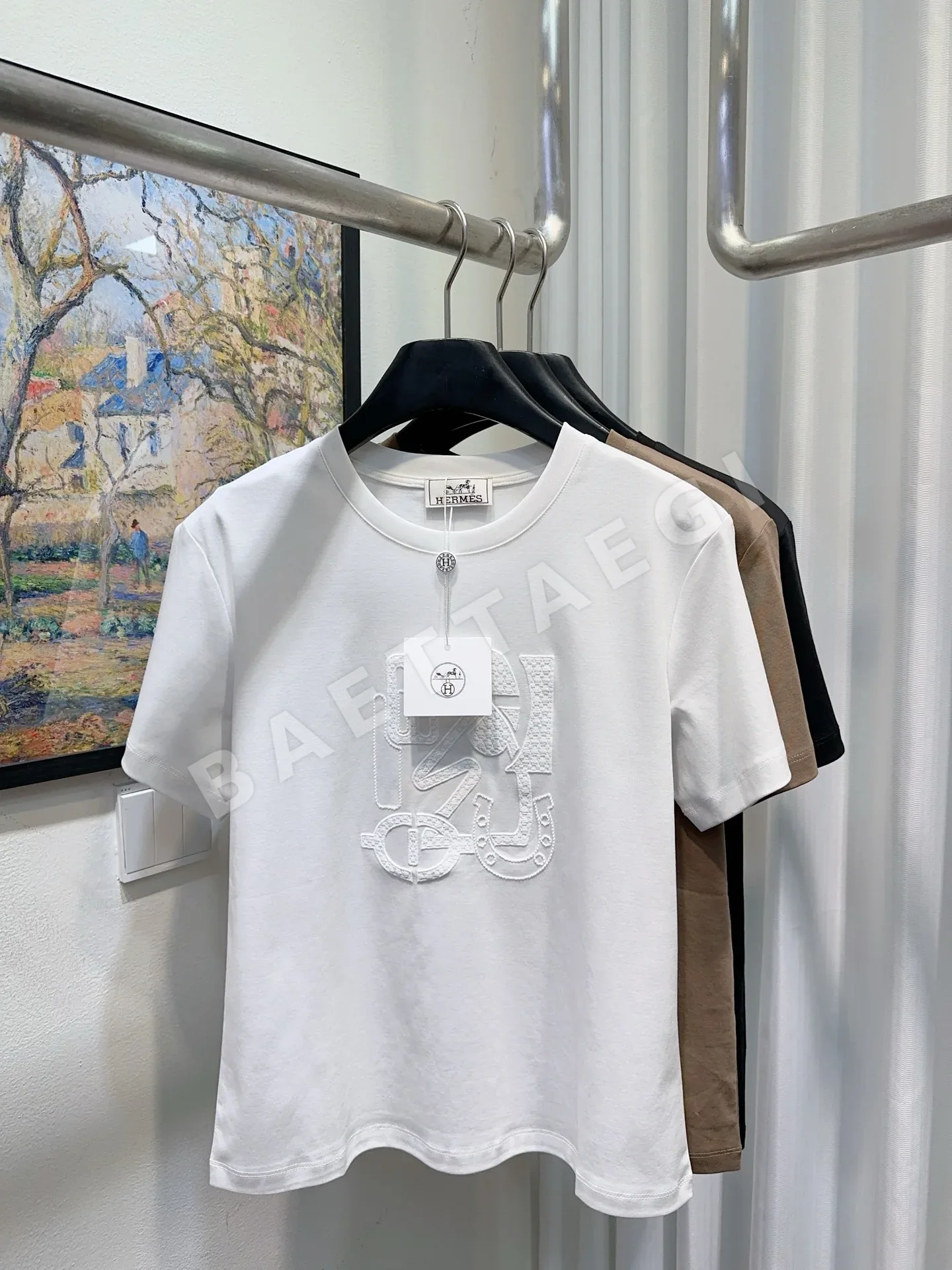 에르메스 크루넥 코튼 반팔 티셔츠 114770