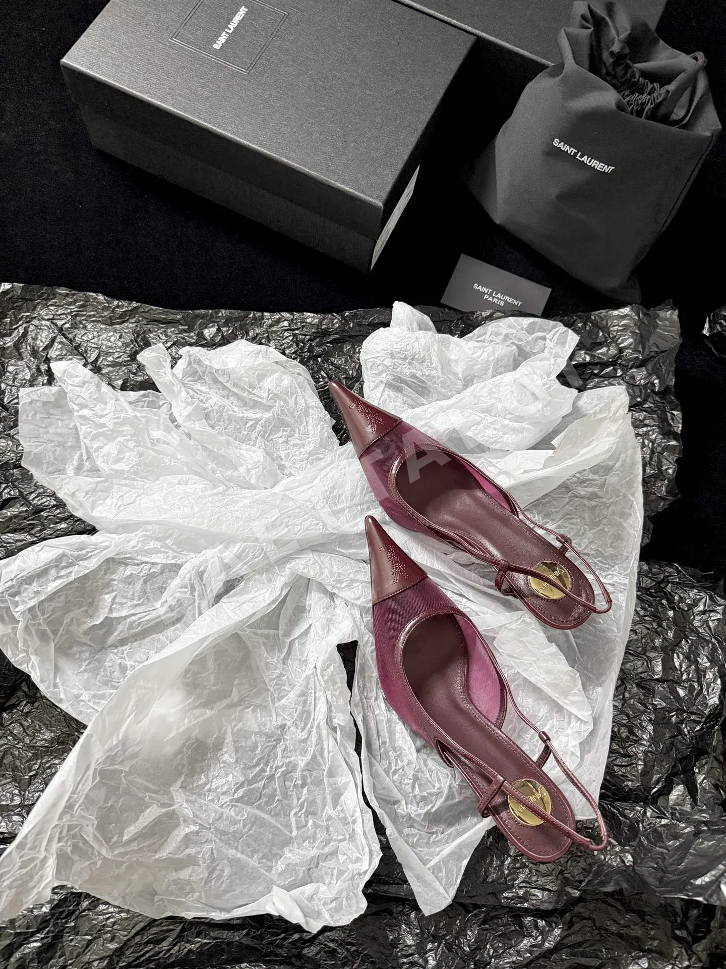 생로랑 메시 램스킨 포인티드토 힐 신발 상세 이미지 3