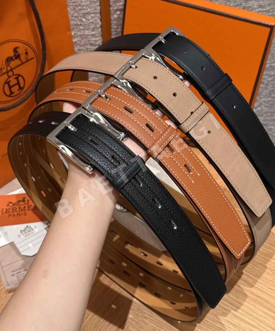 에르메스 송아지가죽 35mm 메탈 버클 벨트 177610