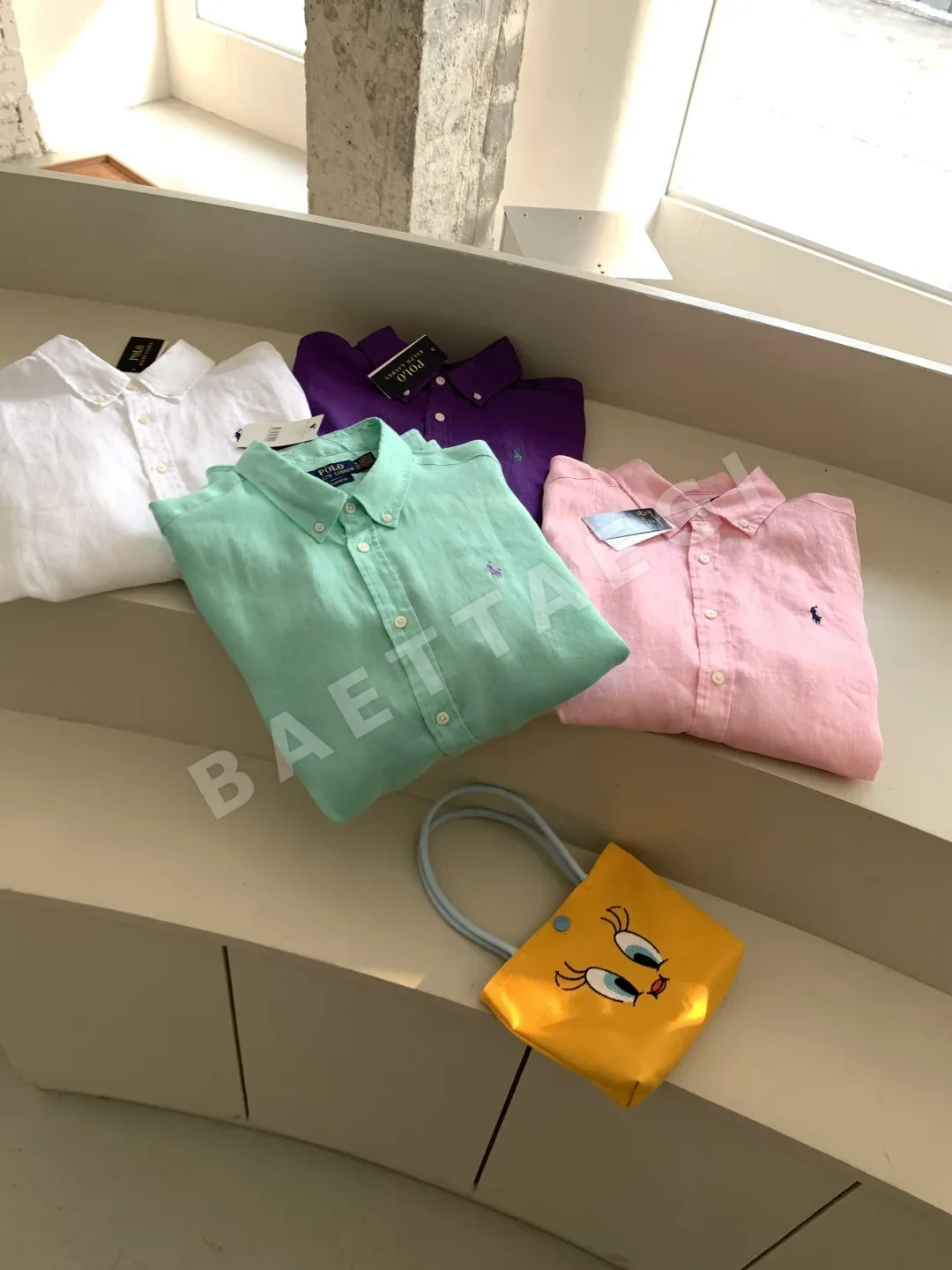 폴로 도파민 컬러 린넨 버튼다운 여성 셔츠