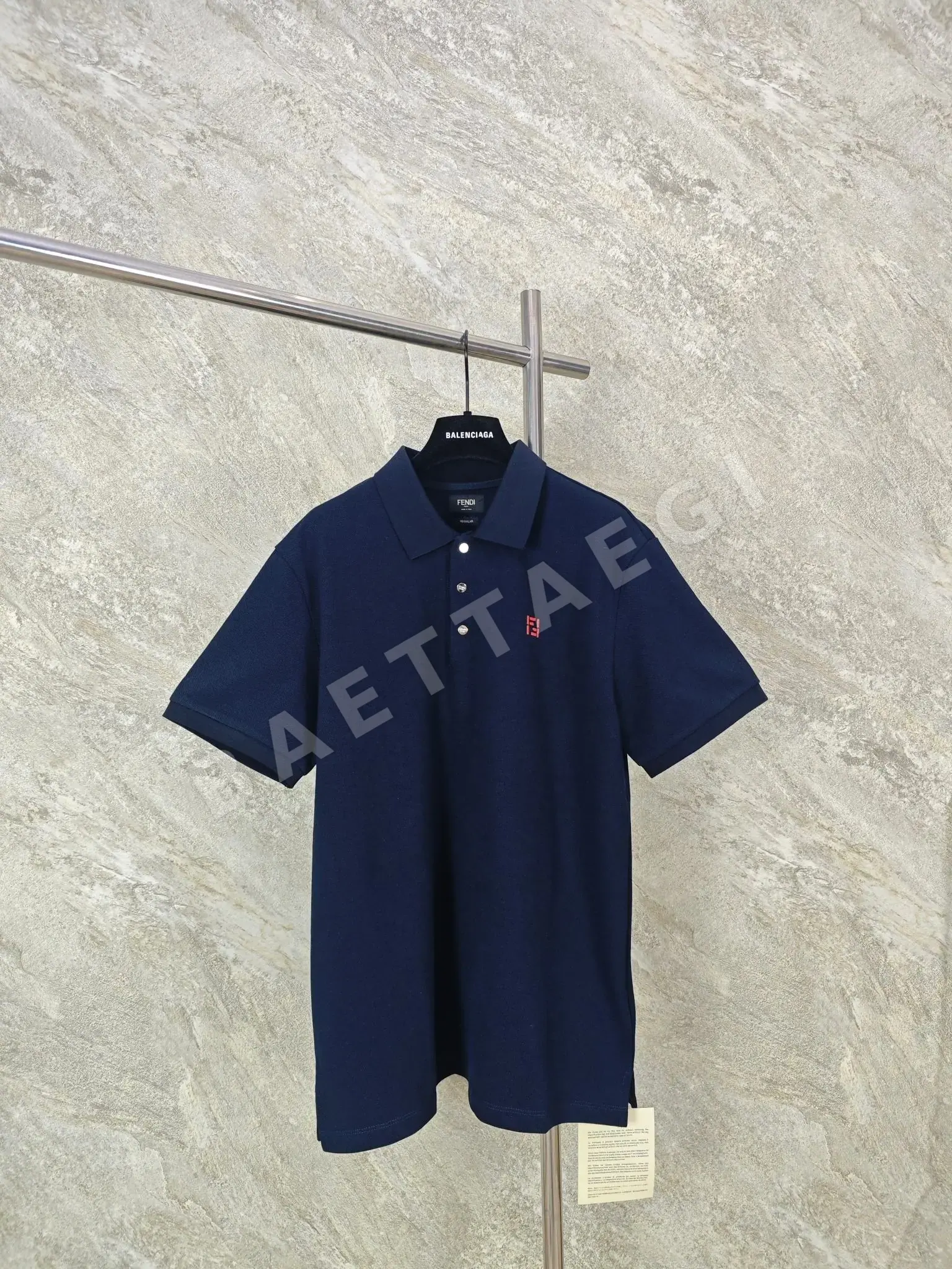 펜디 더블F 자수 메시 반팔 폴로셔츠 158028