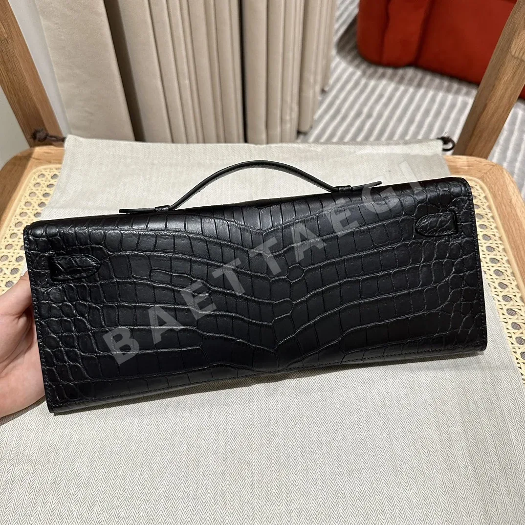 에르메스 켈리컷 블랙 소금물 크로커다일 클러치백 상세 이미지 8
