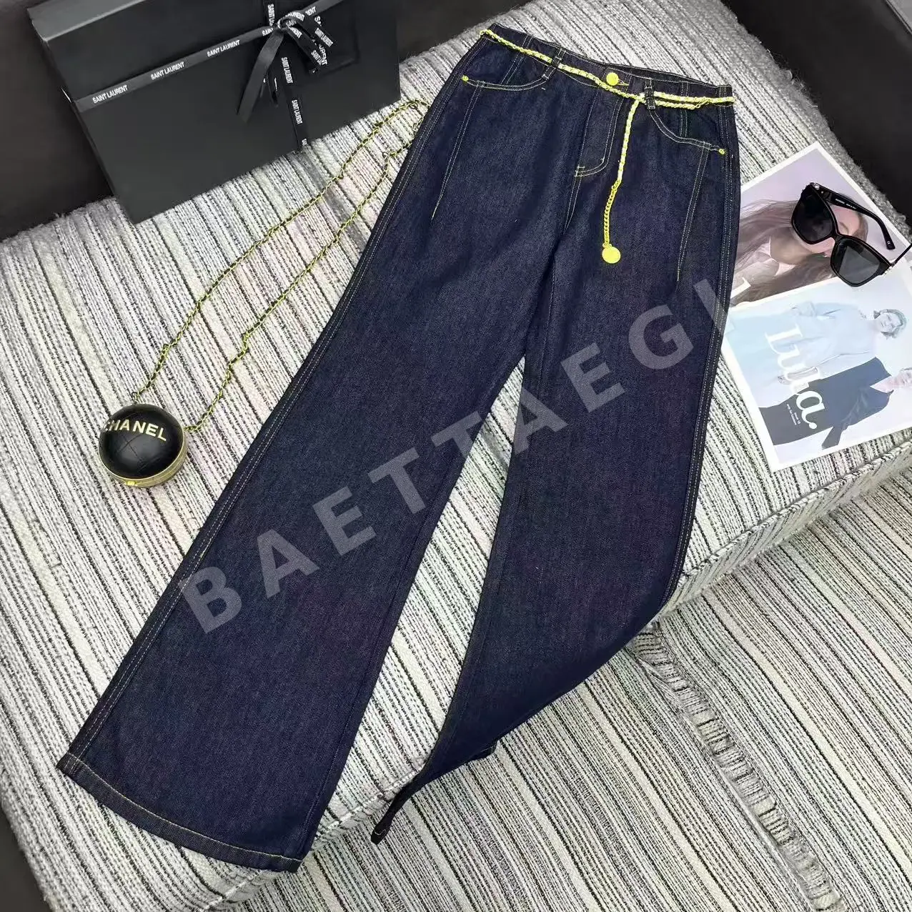 생로랑 플레어 진 바지 상세 이미지 4
