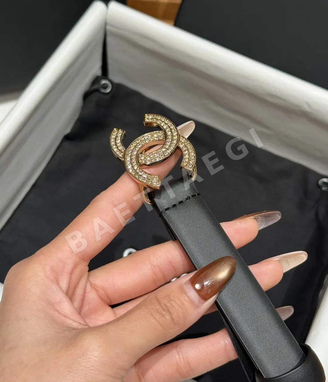 샤넬 라인스톤 송아지가죽 벨트 상세 이미지 7