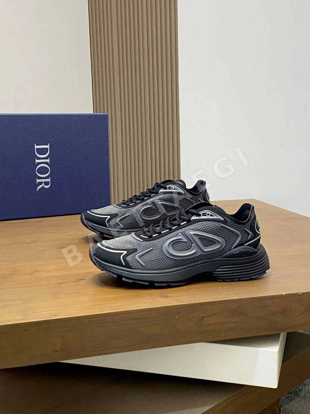 디올 B30 스니커즈 블루 나일론 CD30 로고 상세 이미지 3