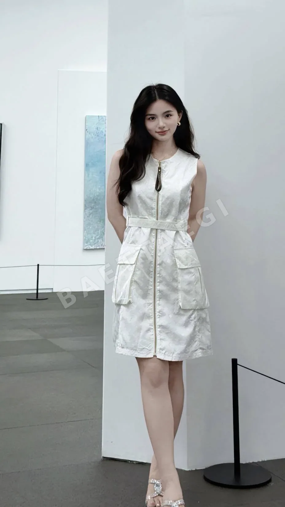 루이비통 자카드 벨트 지퍼 원피스 114723