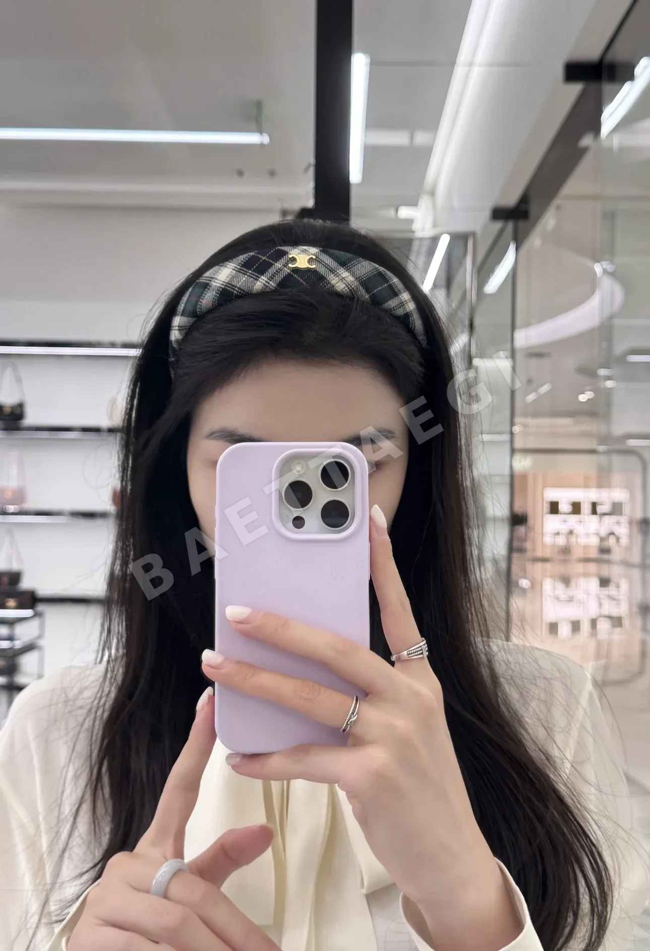 샤넬 체크 패턴 와이드 헤어밴드 상세 이미지 9