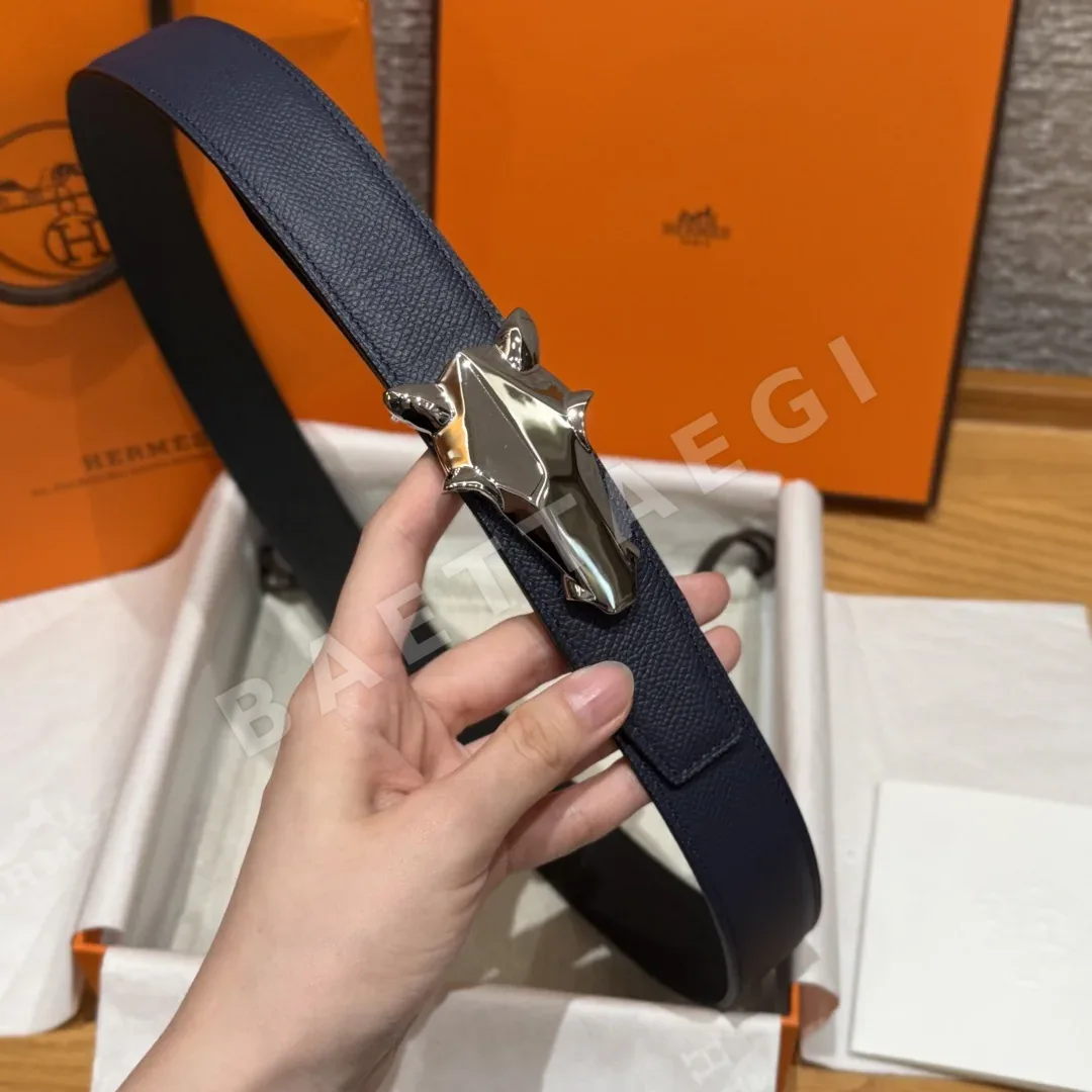 에르메스 셰느당크르 링크 버클 양면 가죽 벨트 상세 이미지 4