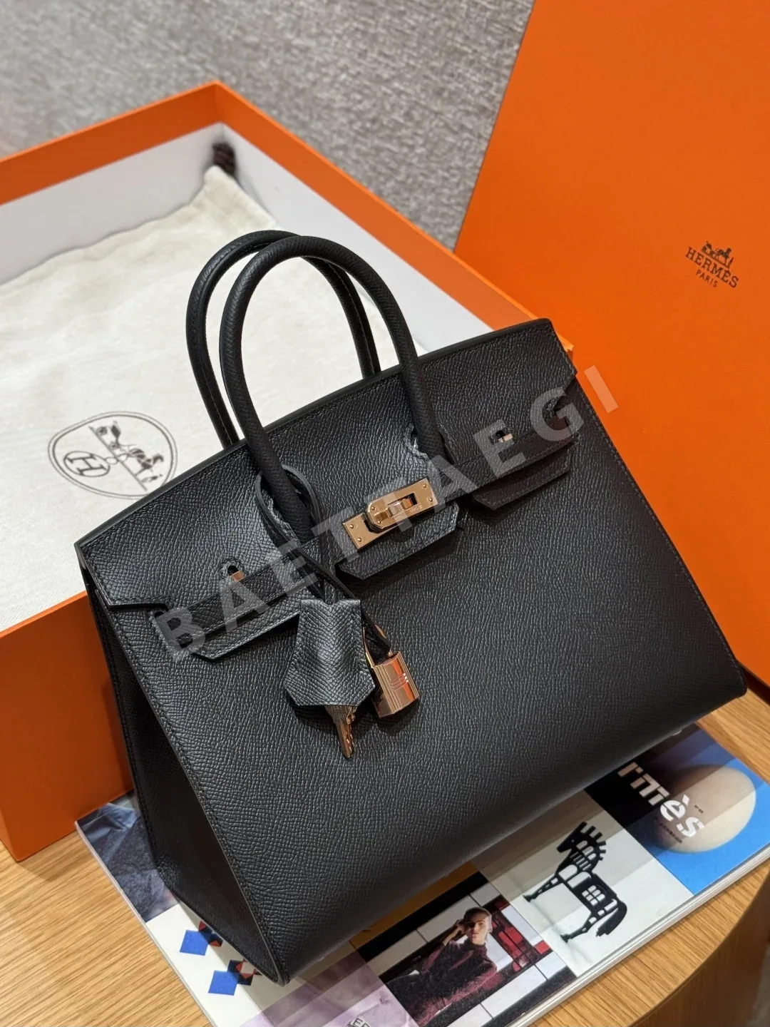 에르메스 버킨 25 블랙 가죽 가방 18096