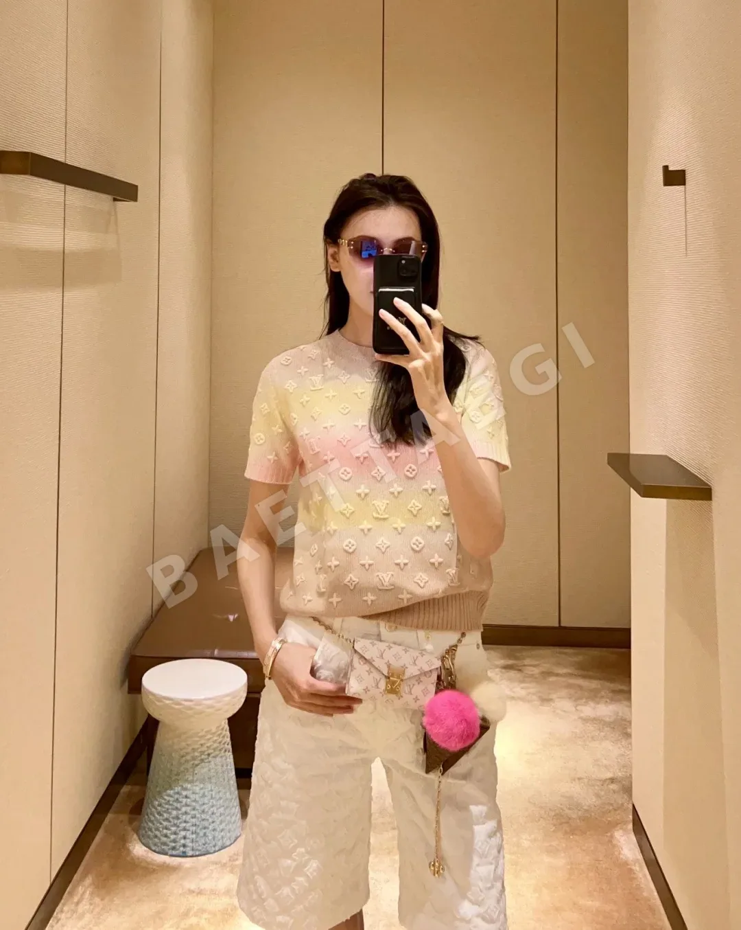 루이비통 모노그램 캐시미어 반팔 탑 상세 이미지 2