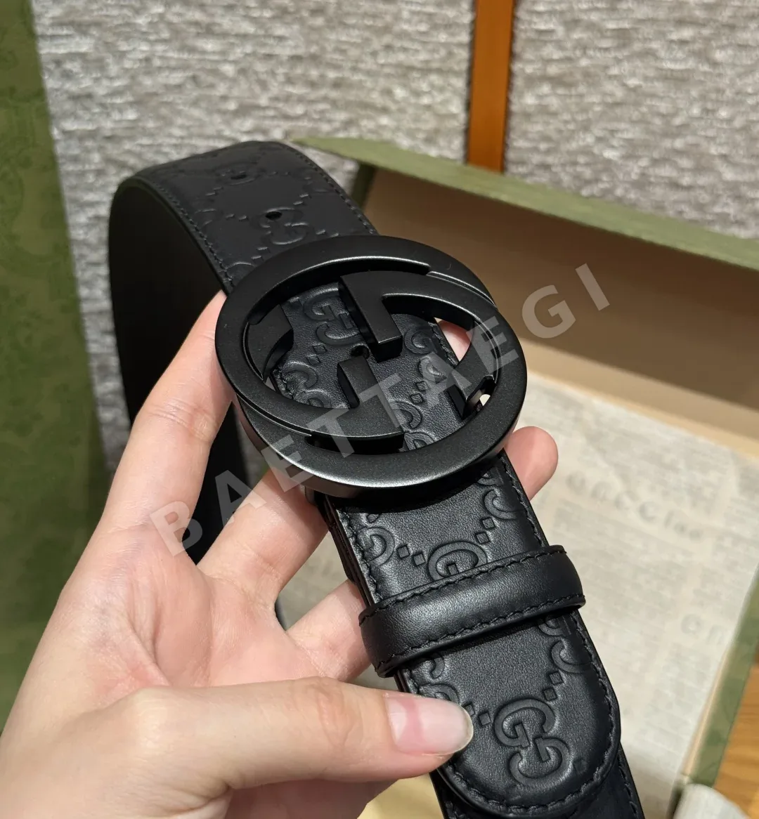 구찌 이중 G 버클 소가죽 벨트 상세 이미지 4