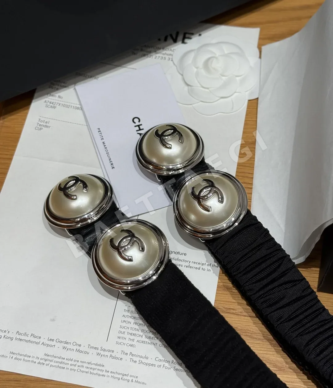 샤넬 메탈릭 블랙 가죽 벨트 174071