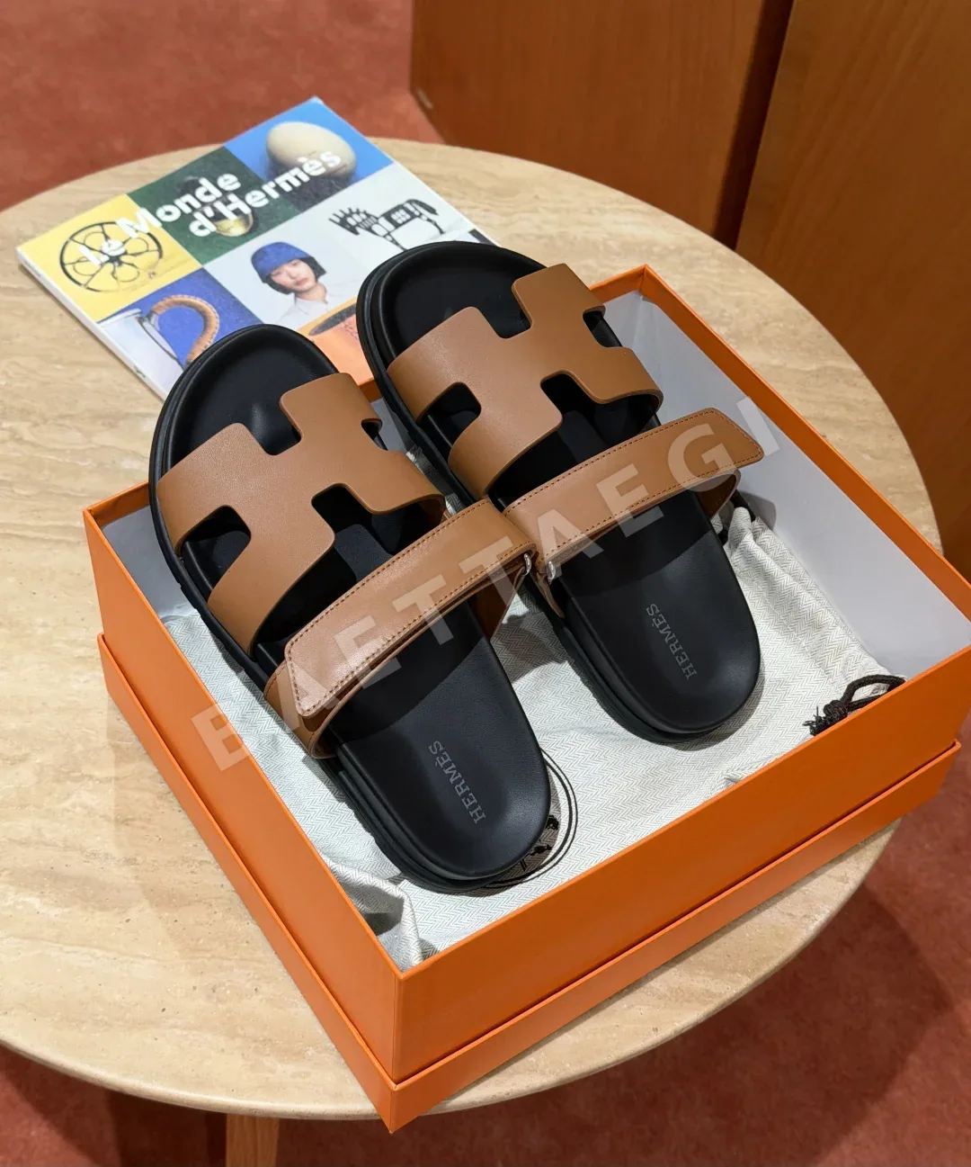 에르메스 시프르 샌들 내추럴 가죽 컷아웃 상세 이미지 8