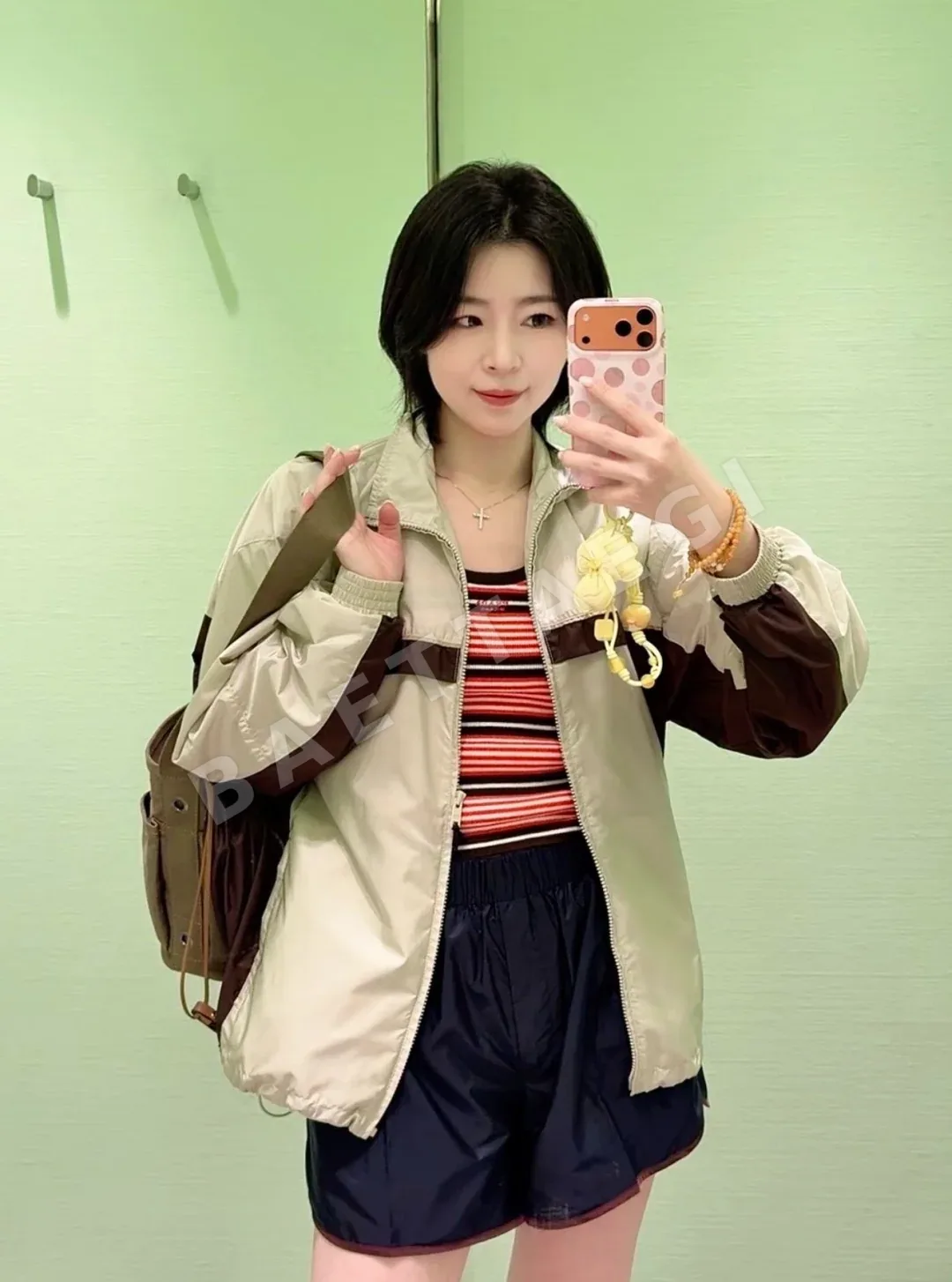 프라다 컬러 블록 나일론 여성 자켓 114829