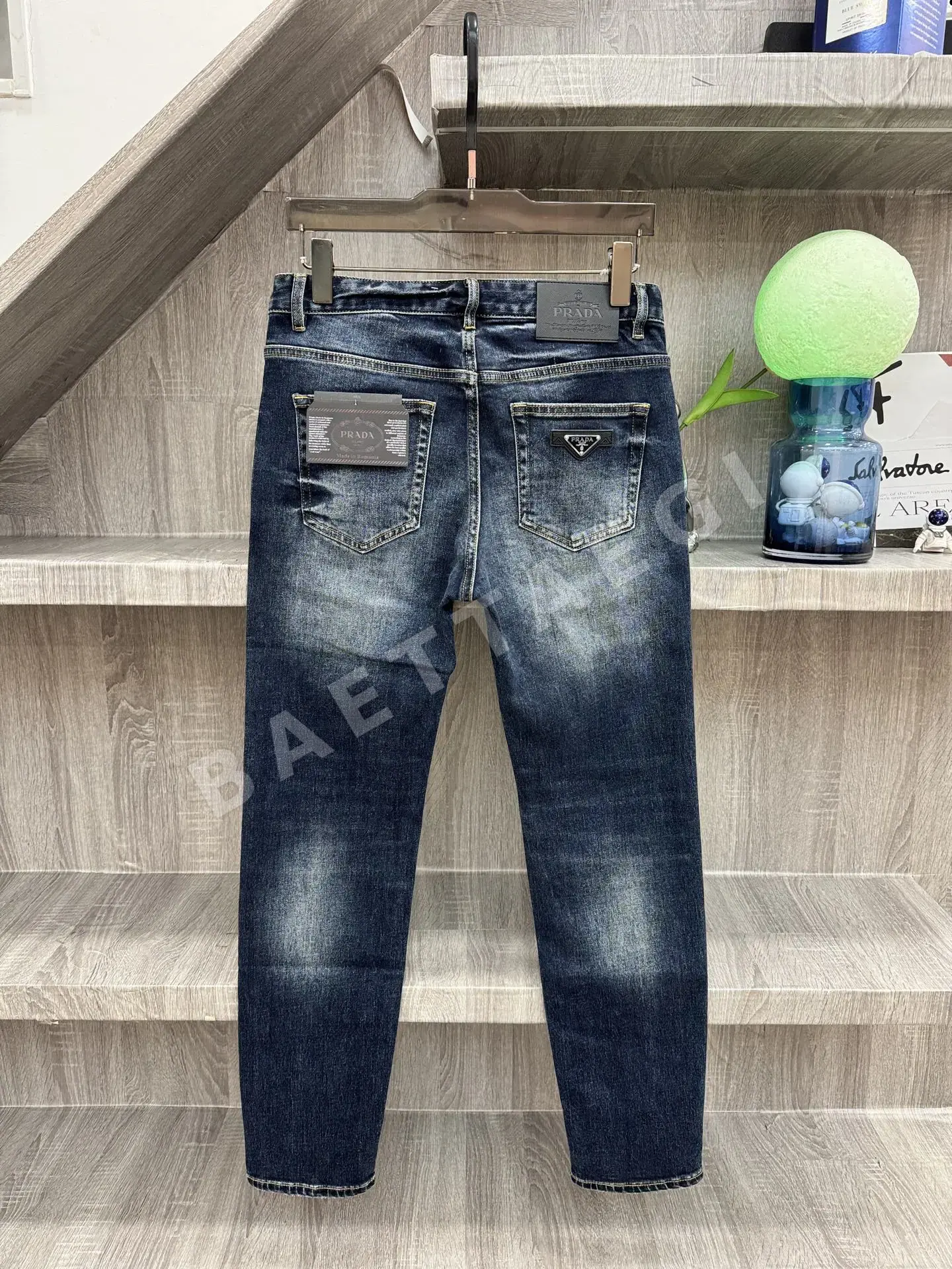 프라다 워시드 진청남성 바지 상세 이미지 3