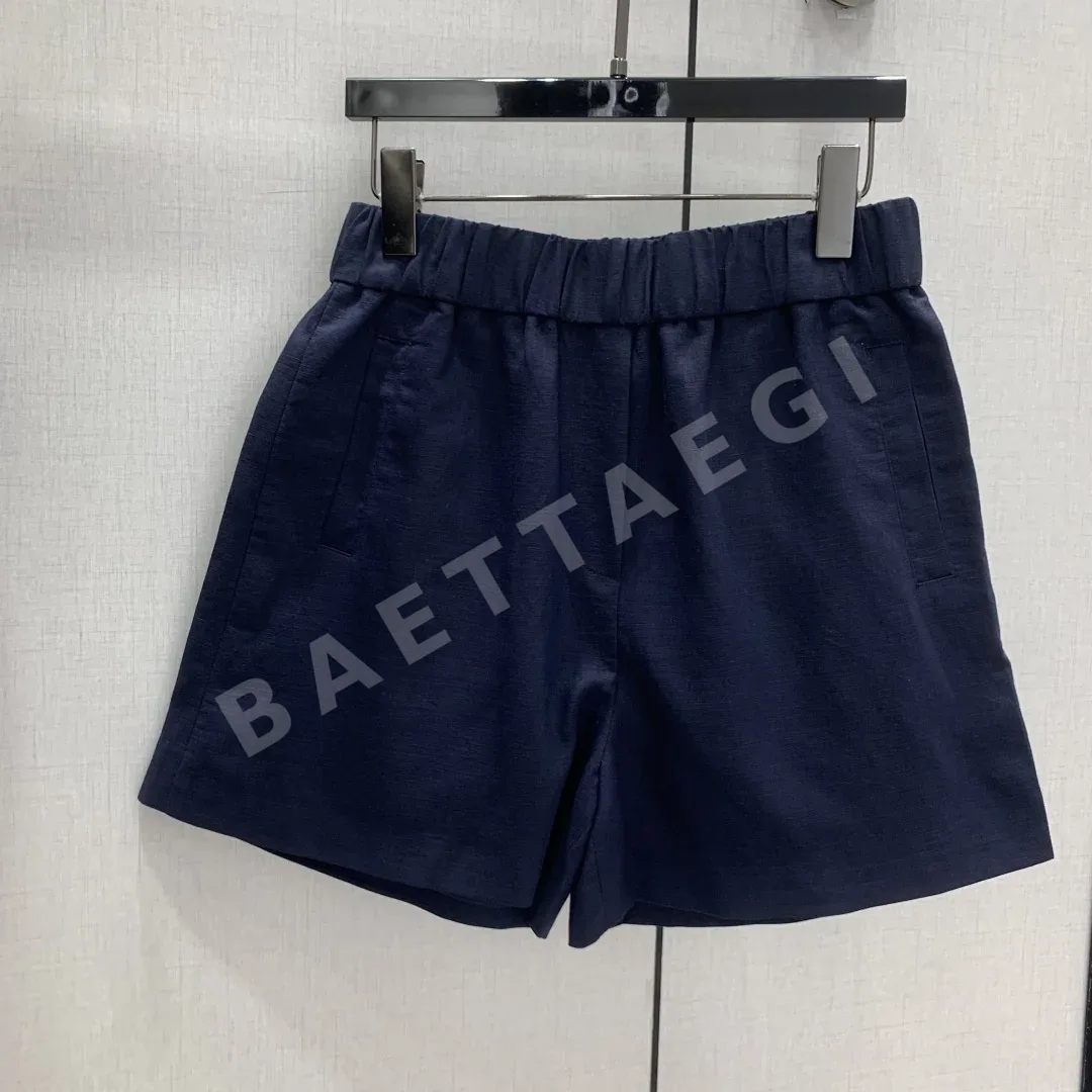 로로피아나 빈티지풍 스탠드카라 베스트 세트 반바지 상세 이미지 2