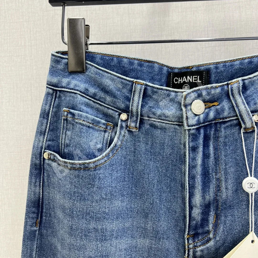샤넬 스트레이트 레그 하이웨이스트 여성 바지 상세 이미지 2