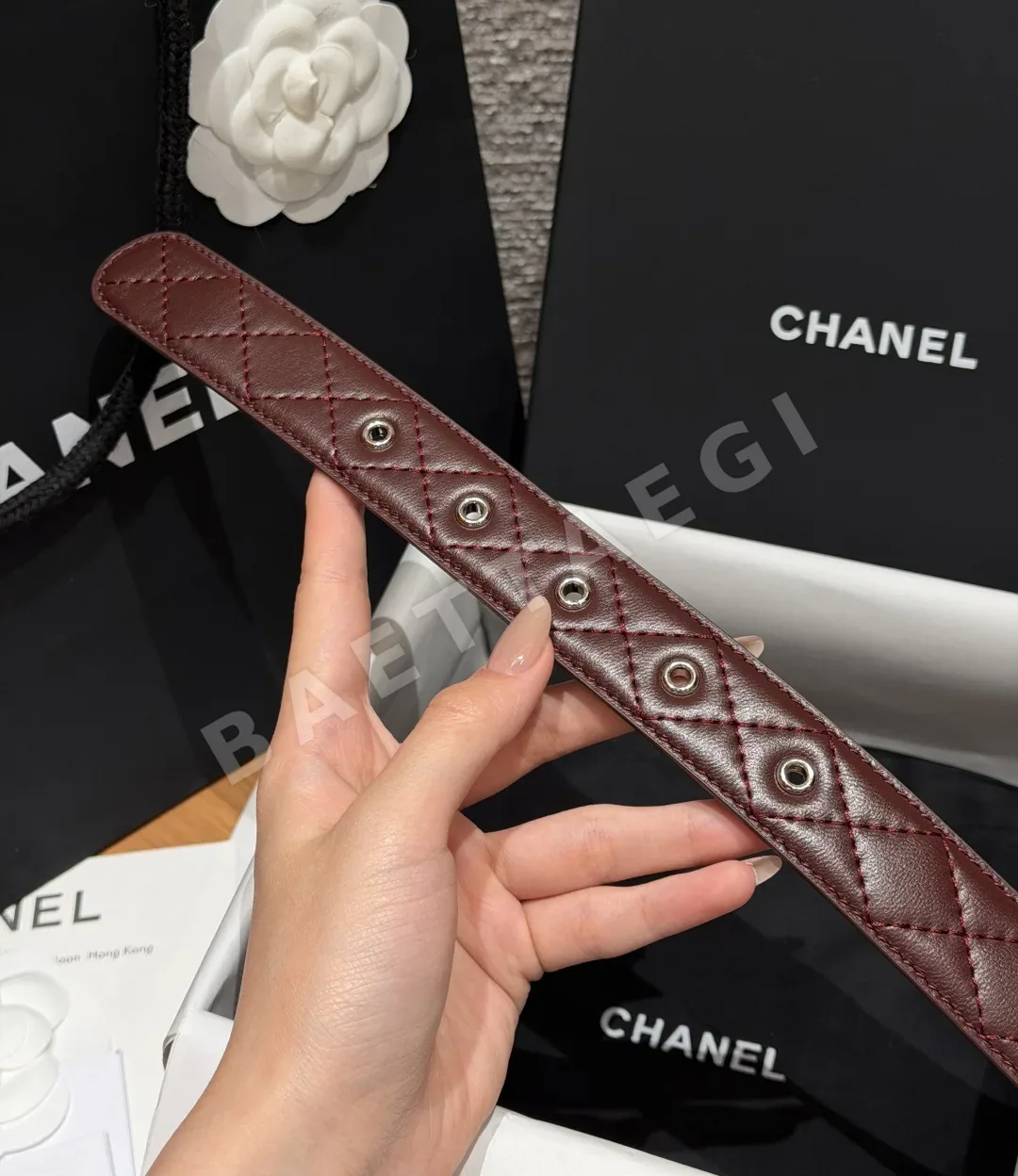 샤넬 퀼팅 카프스킨 더블 C 버클 벨트 상세 이미지 9