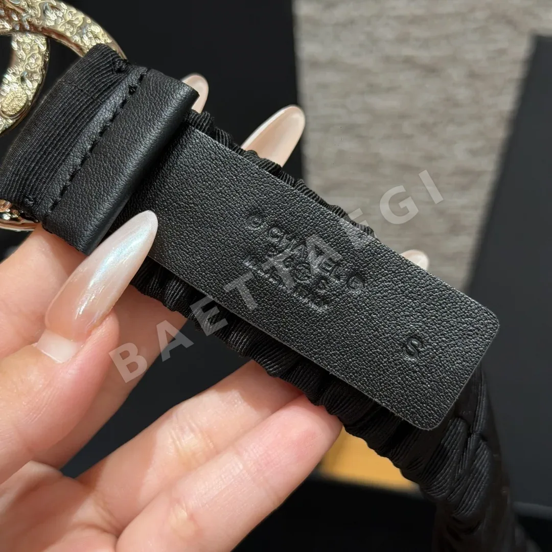 샤넬 플리츠 램스킨 진주 더블 C 스트레치 벨트 상세 이미지 5