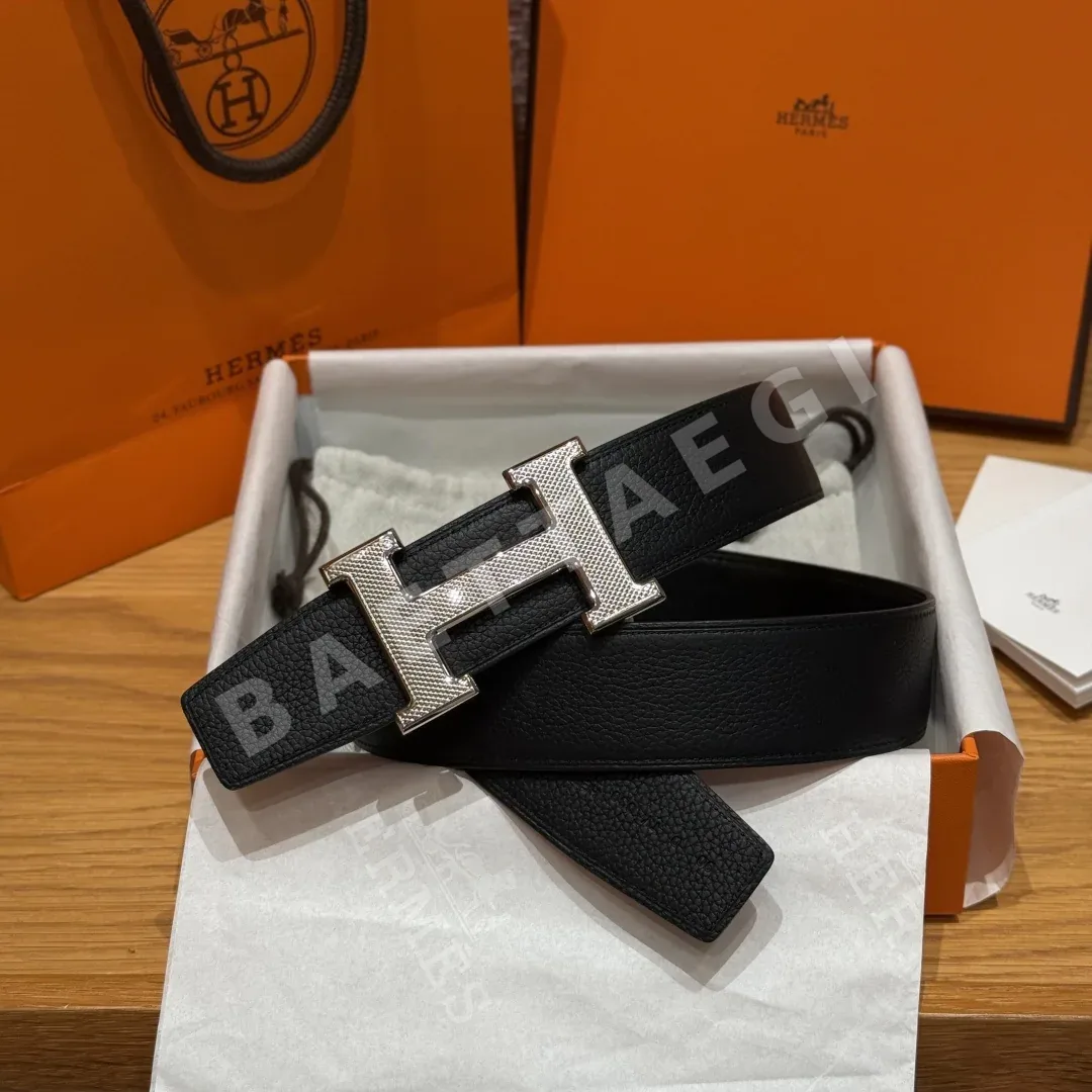 에르메스 엠보스 가죽 양면 벨트 175667