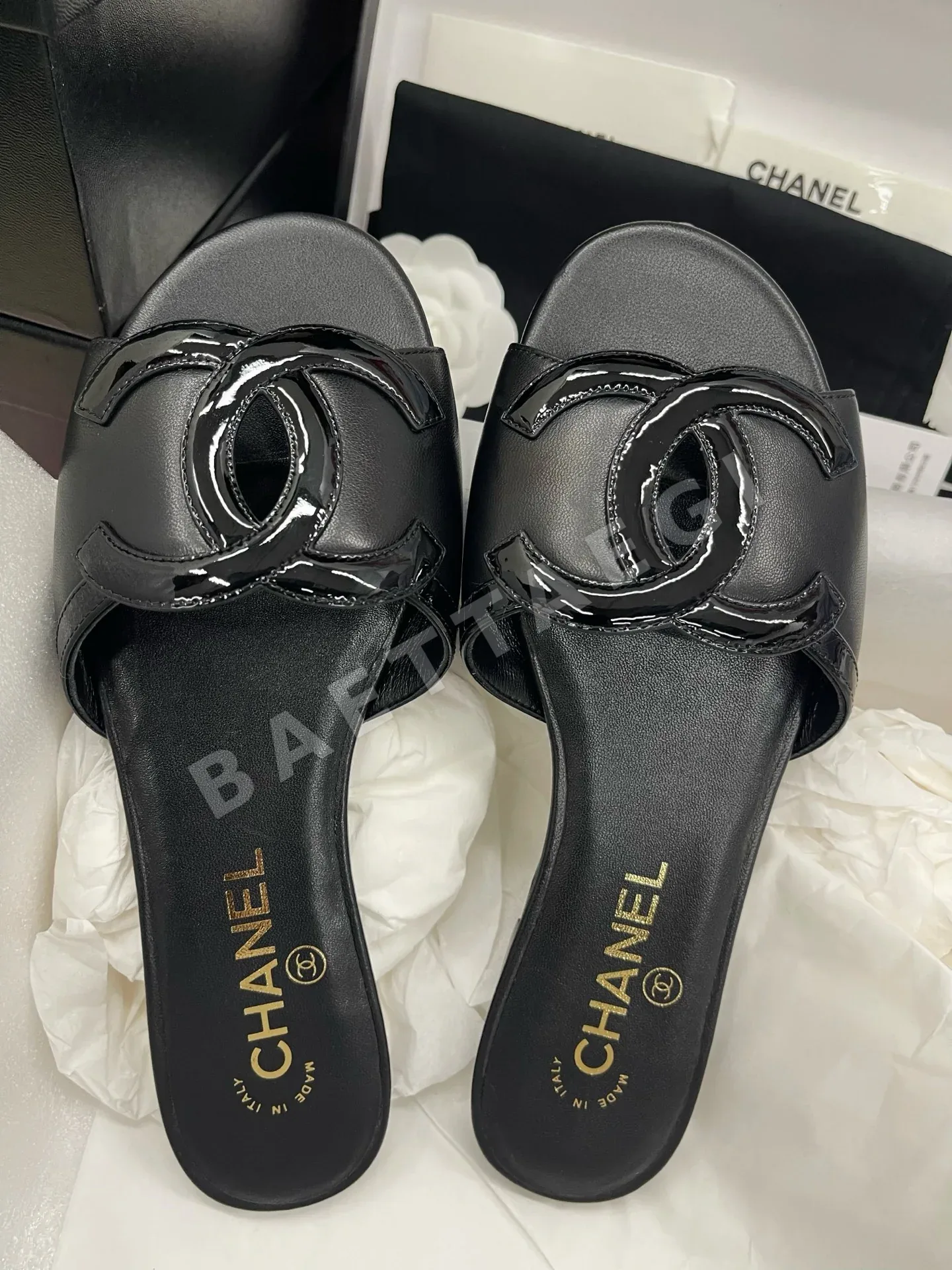 샤넬 판다 블랙 플랫 슬리퍼 149780