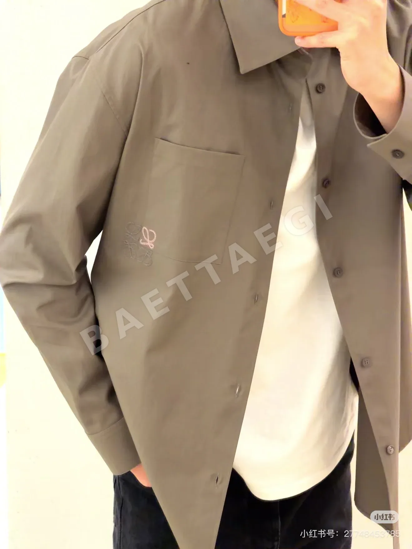 로에베 컬러 블록 자수 카라 셔츠 상세 이미지 8