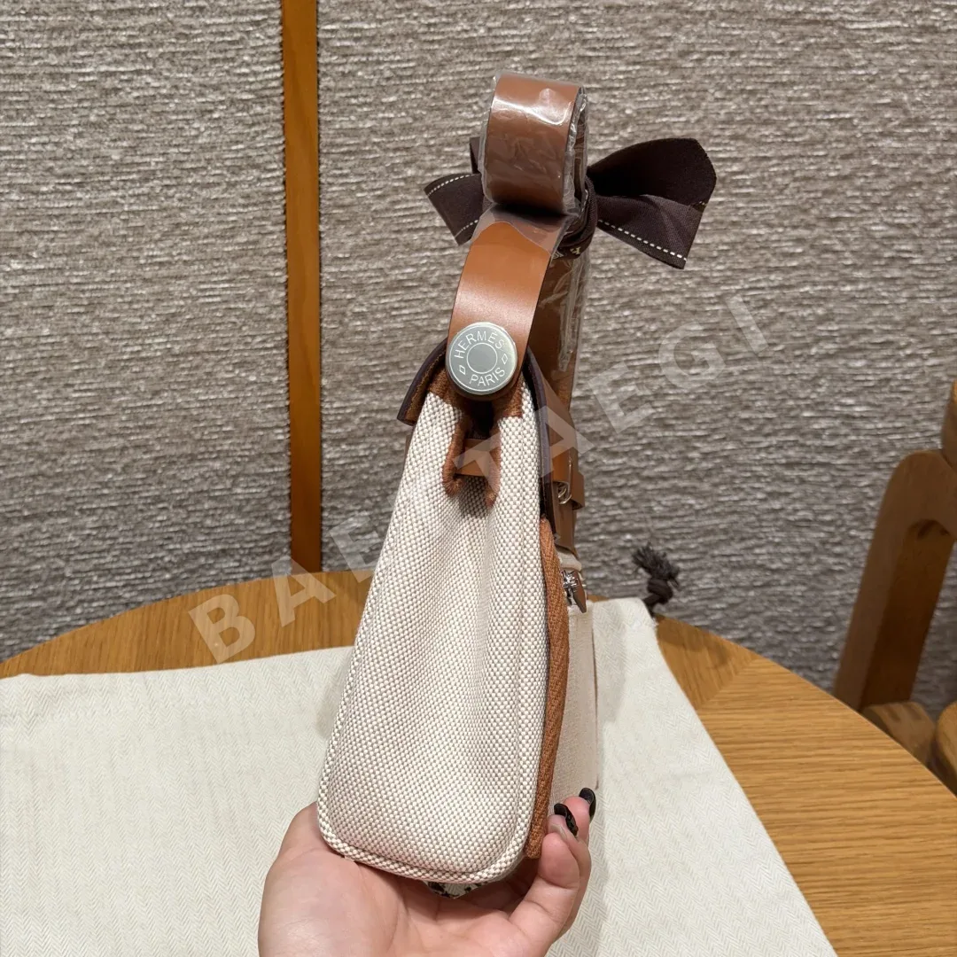 에르메스 미니 하버 가방 캔버스 가죽 상세 이미지 4