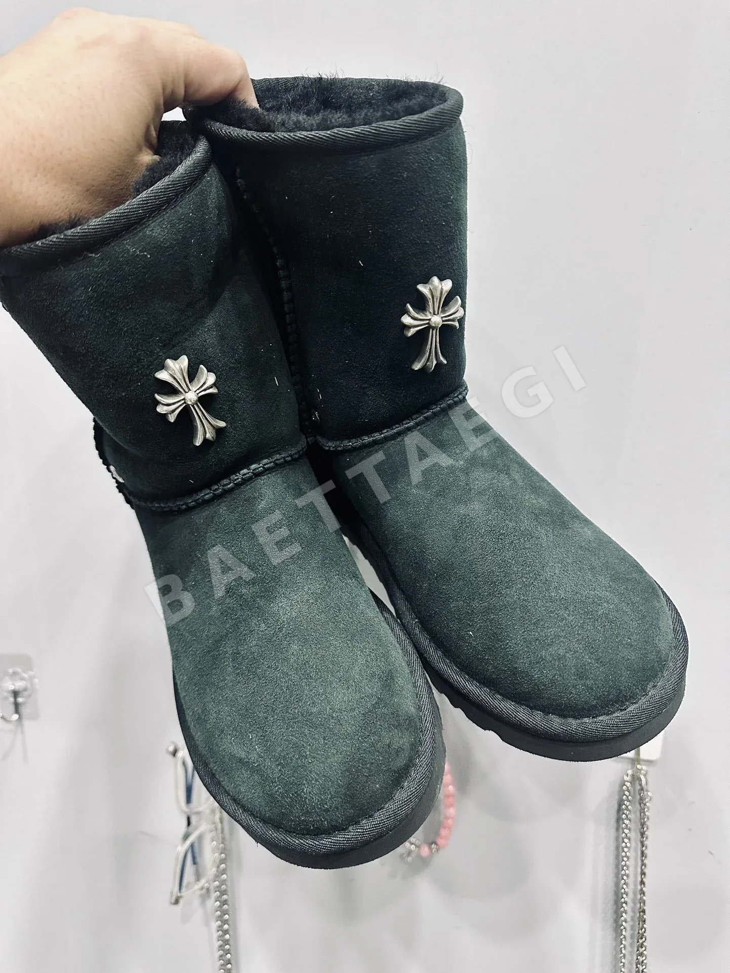 크롬하츠 부츠 블랙 은도금 장식 162927
