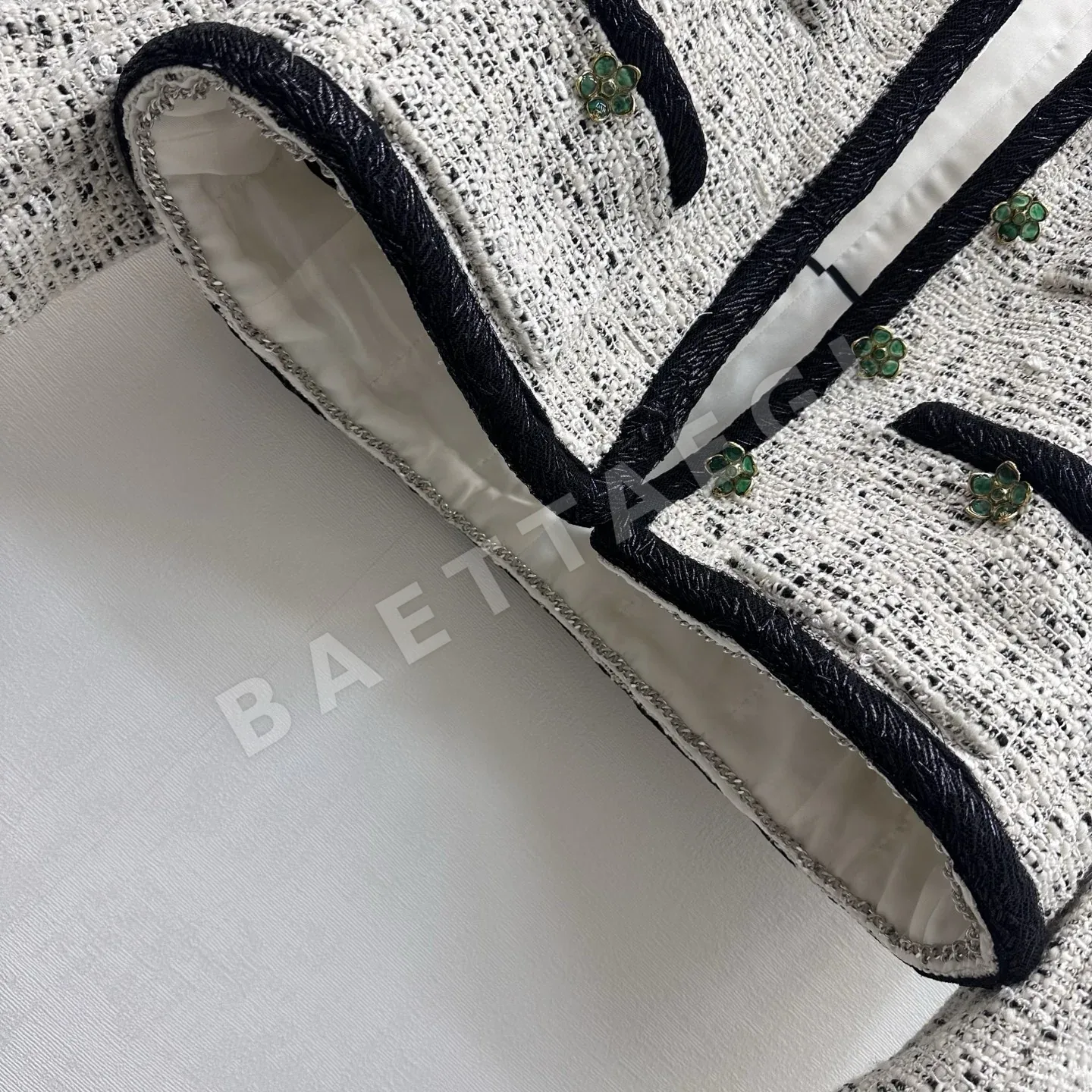 샤넬 비즈 장식 트위드 여성 자켓 상세 이미지 5