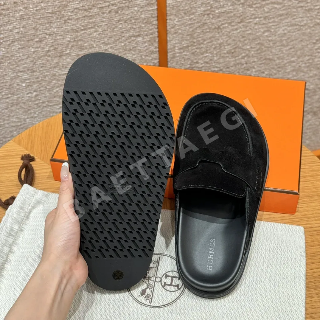 에르메스 고 뮬 샌들 블랙 가죽 상세 이미지 6