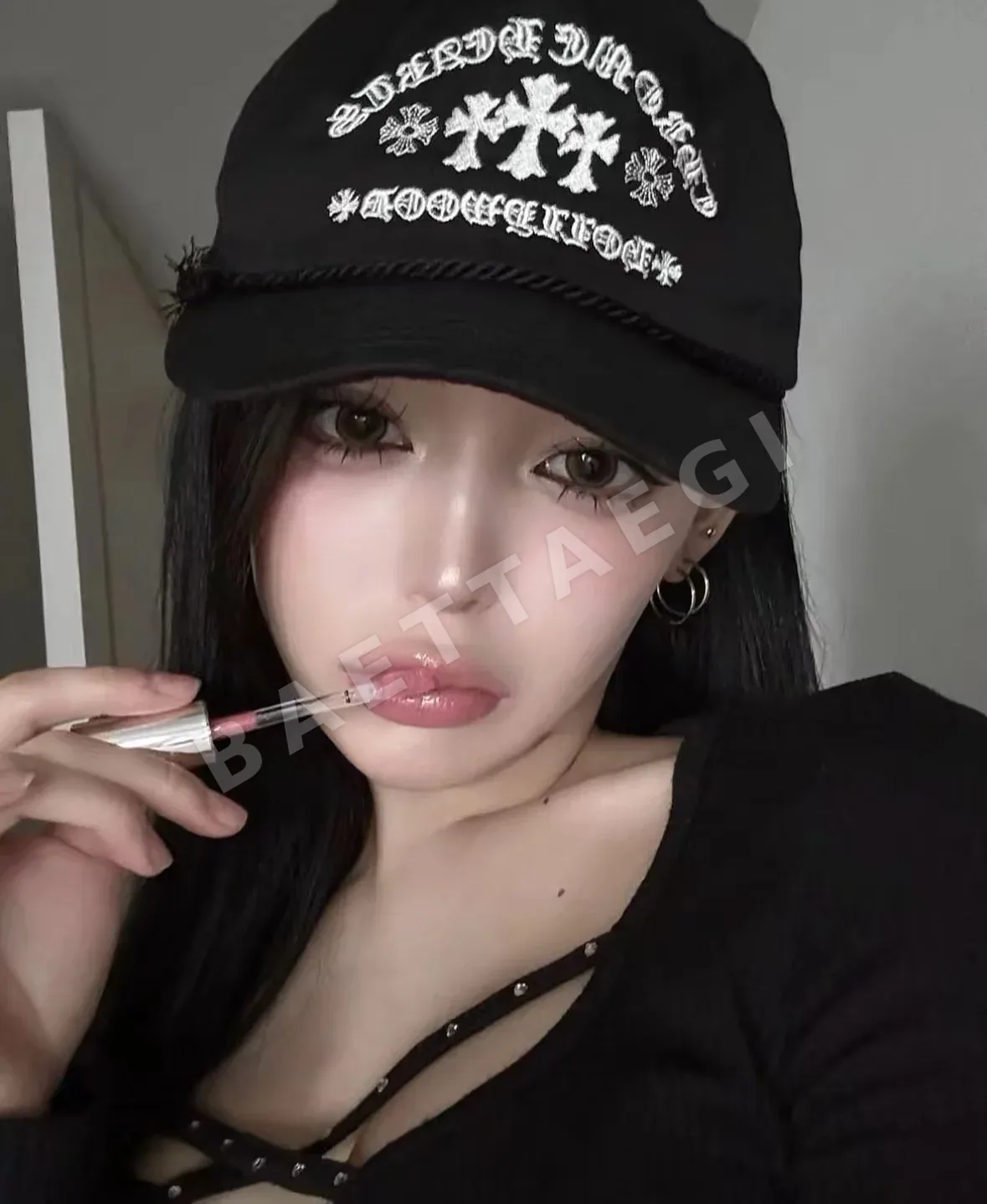 크롬하츠 블랙 자수 3 십자가 베이스볼 모자 162702