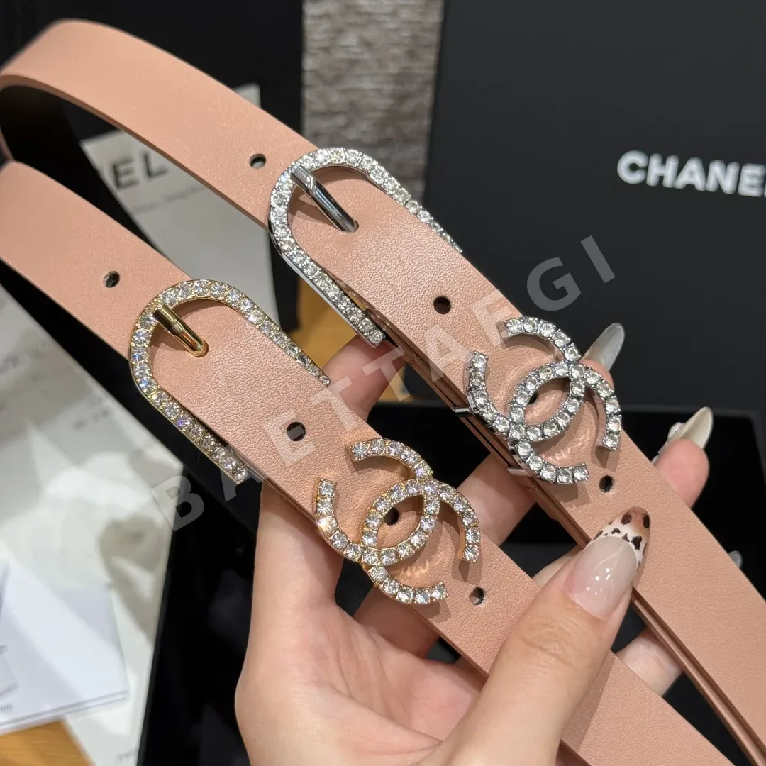 샤넬 크리스탈 더블 C 로고 가죽 벨트 상세 이미지 3