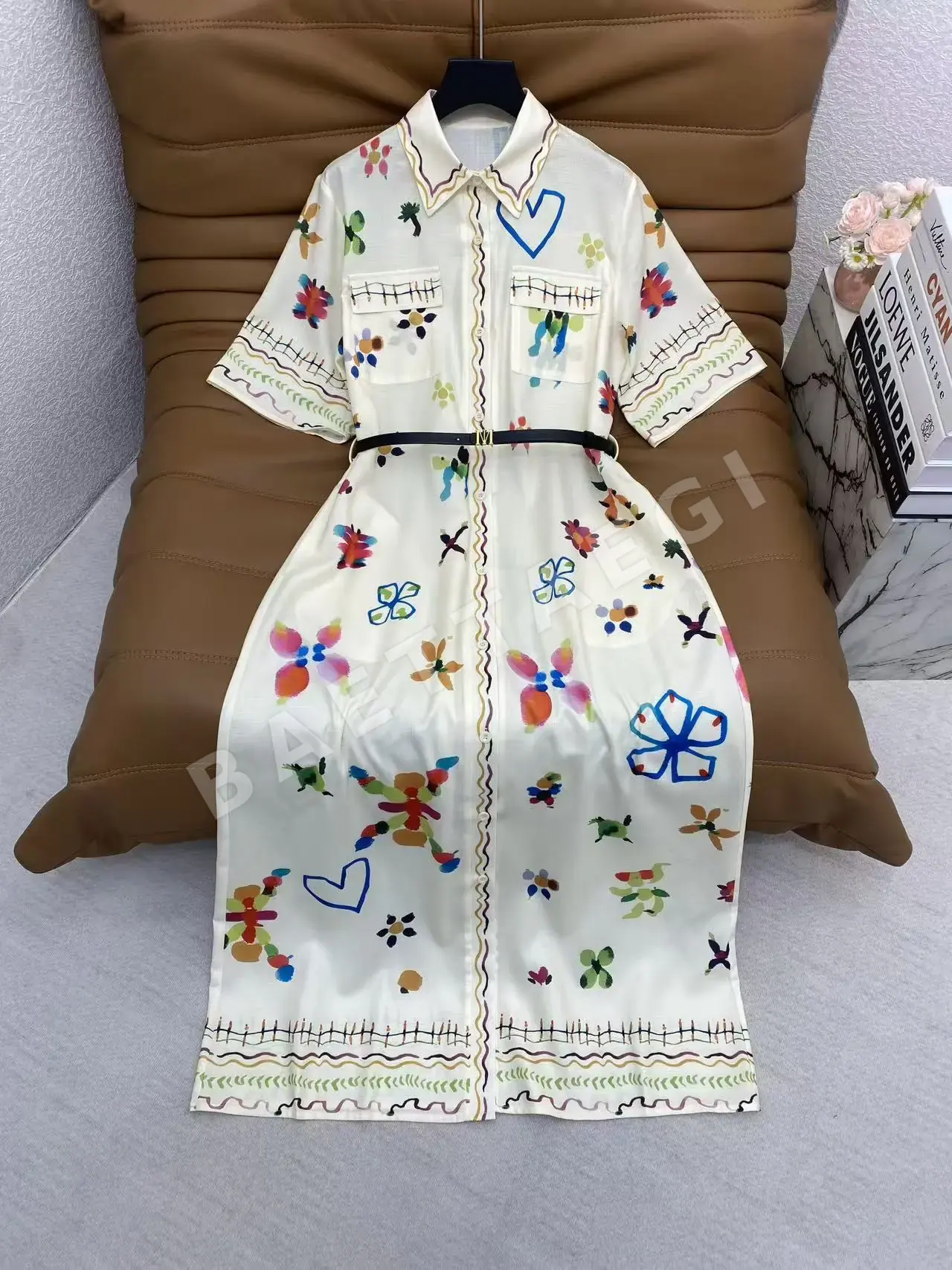 막스마라 프린트 혼방 코튼 셔츠 원피스 상세 이미지 2