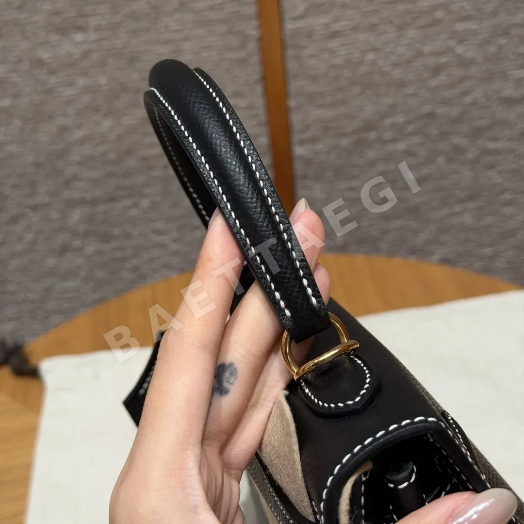 에르메스 켈리 25 블랙 골드 하드웨어 가방 상세 이미지 6