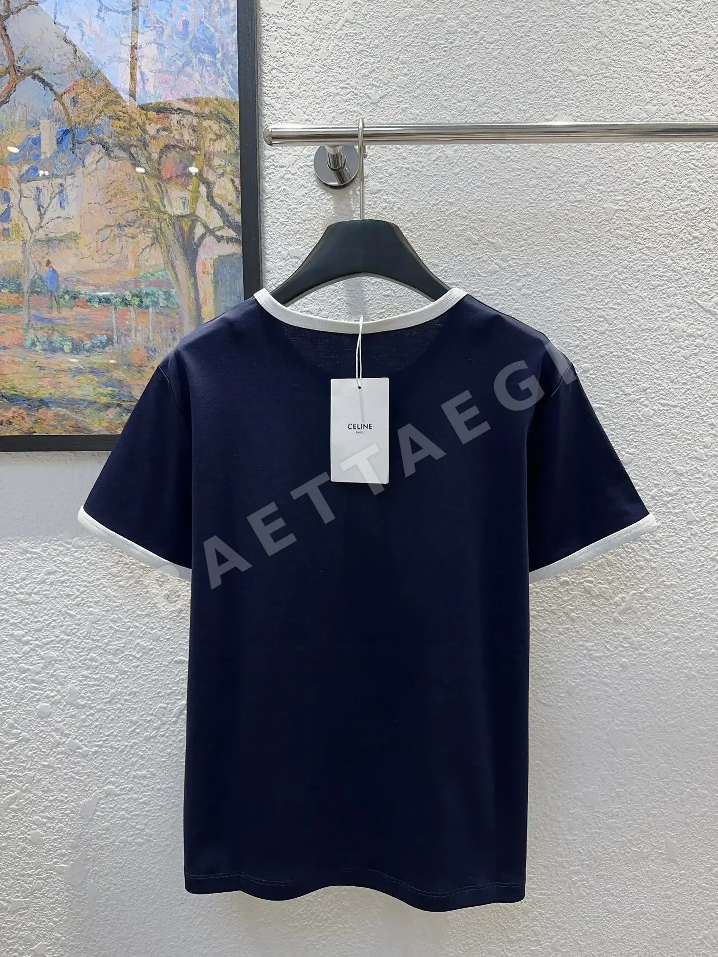 셀린느 컬러블록 라운드넥 반팔 티셔츠 상세 이미지 8