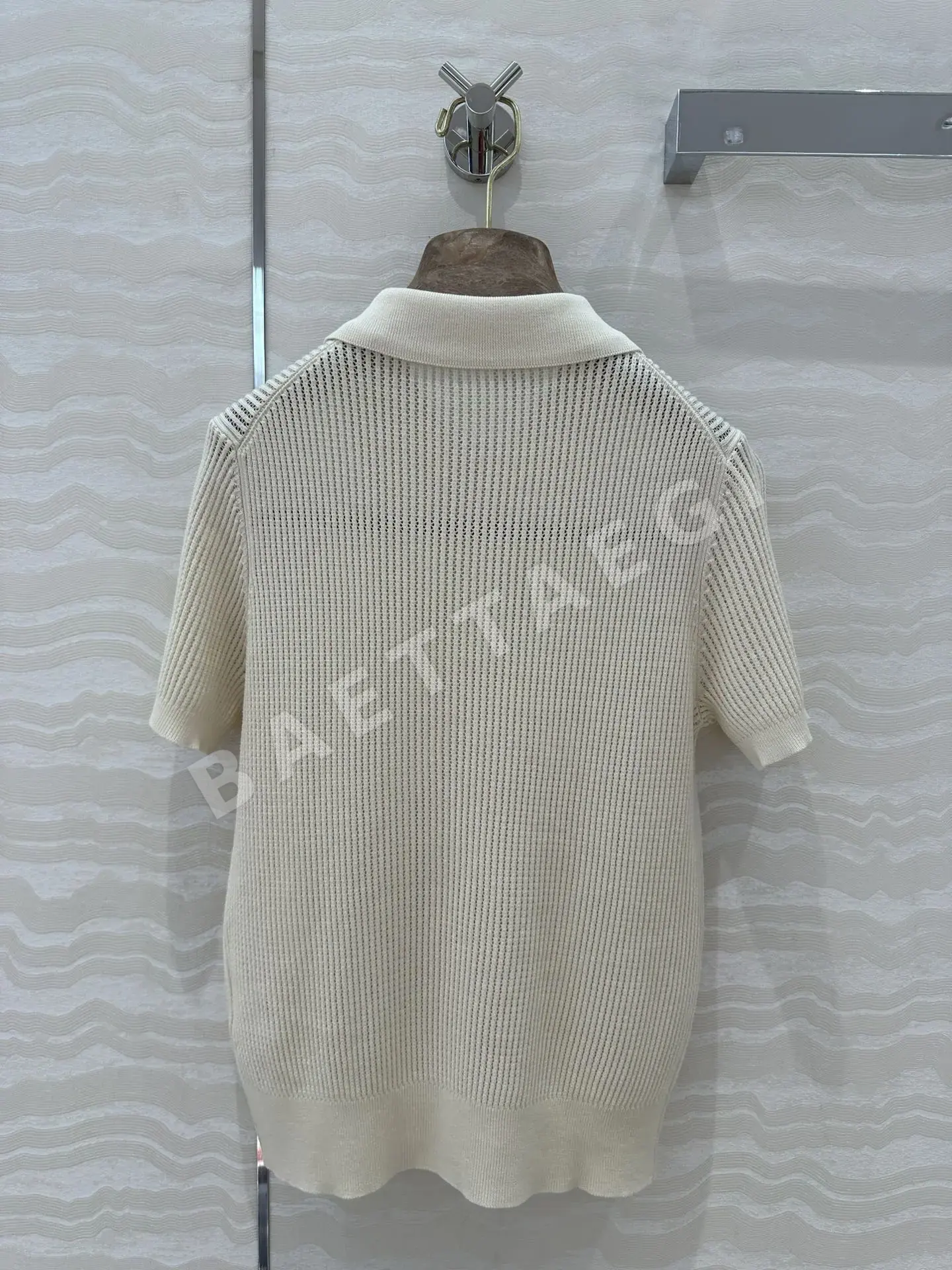 로로피아나 여성 린넨 메시 카라 반팔 탑 상세 이미지 9