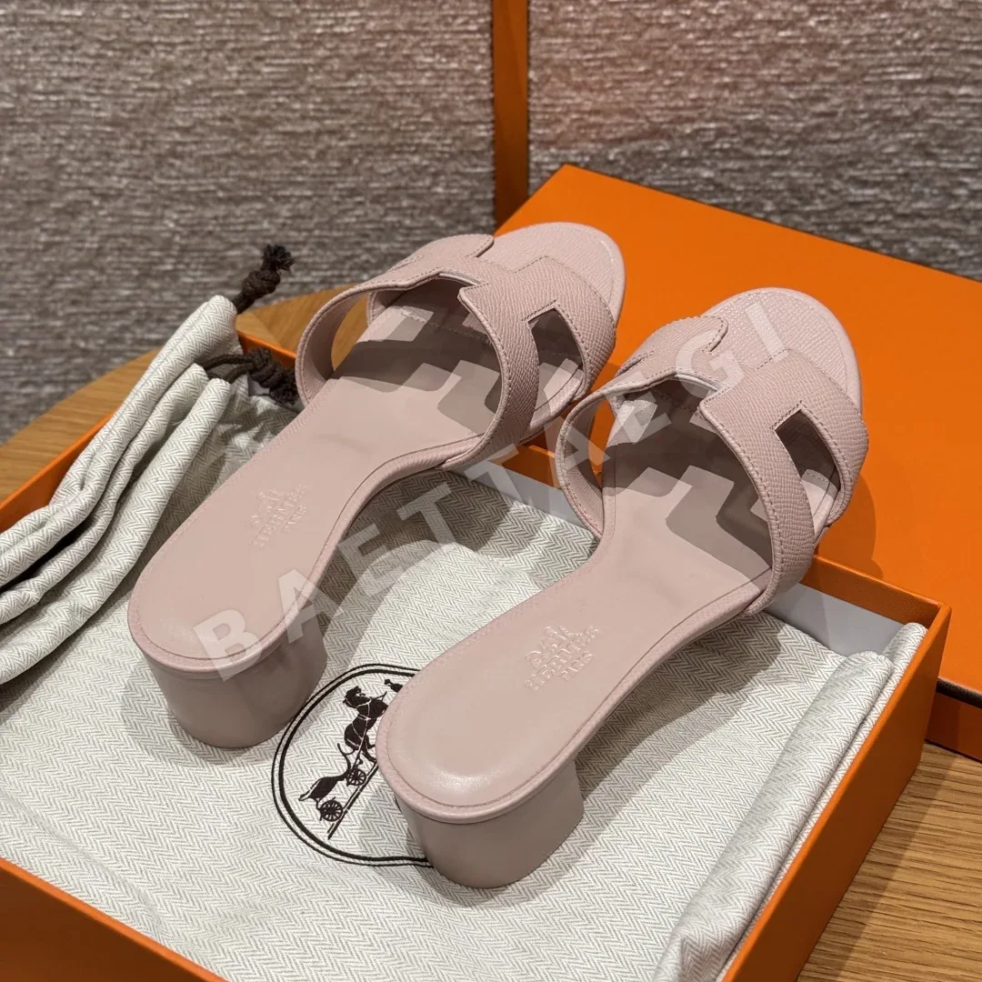 에르메스 오아시스 샌들 세라믹핑크 가죽 하이힐 상세 이미지 4
