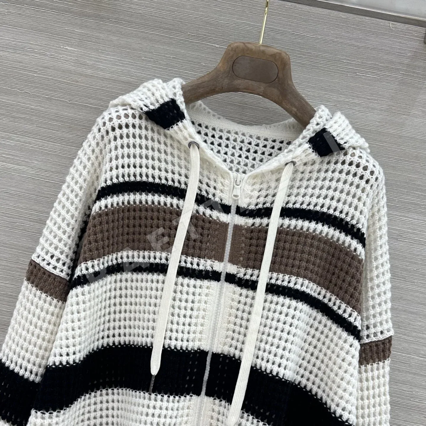 브루넬로쿠치넬리 카라 블록 스트라이프 드롭 숄더 카시미야 자켓 상세 이미지 2