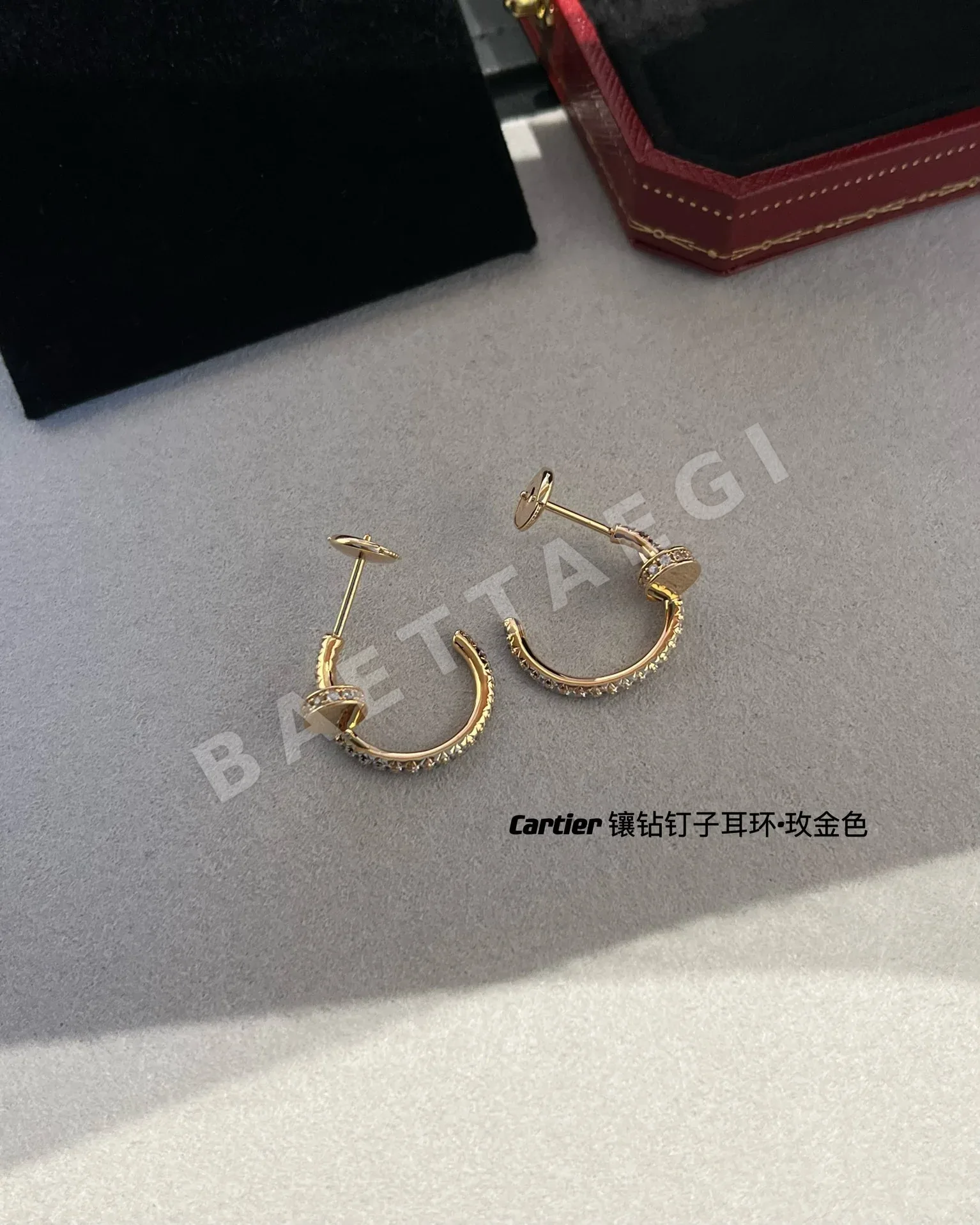 까르띠에 로즈골드 다이아몬드 스터드 귀걸이 59454