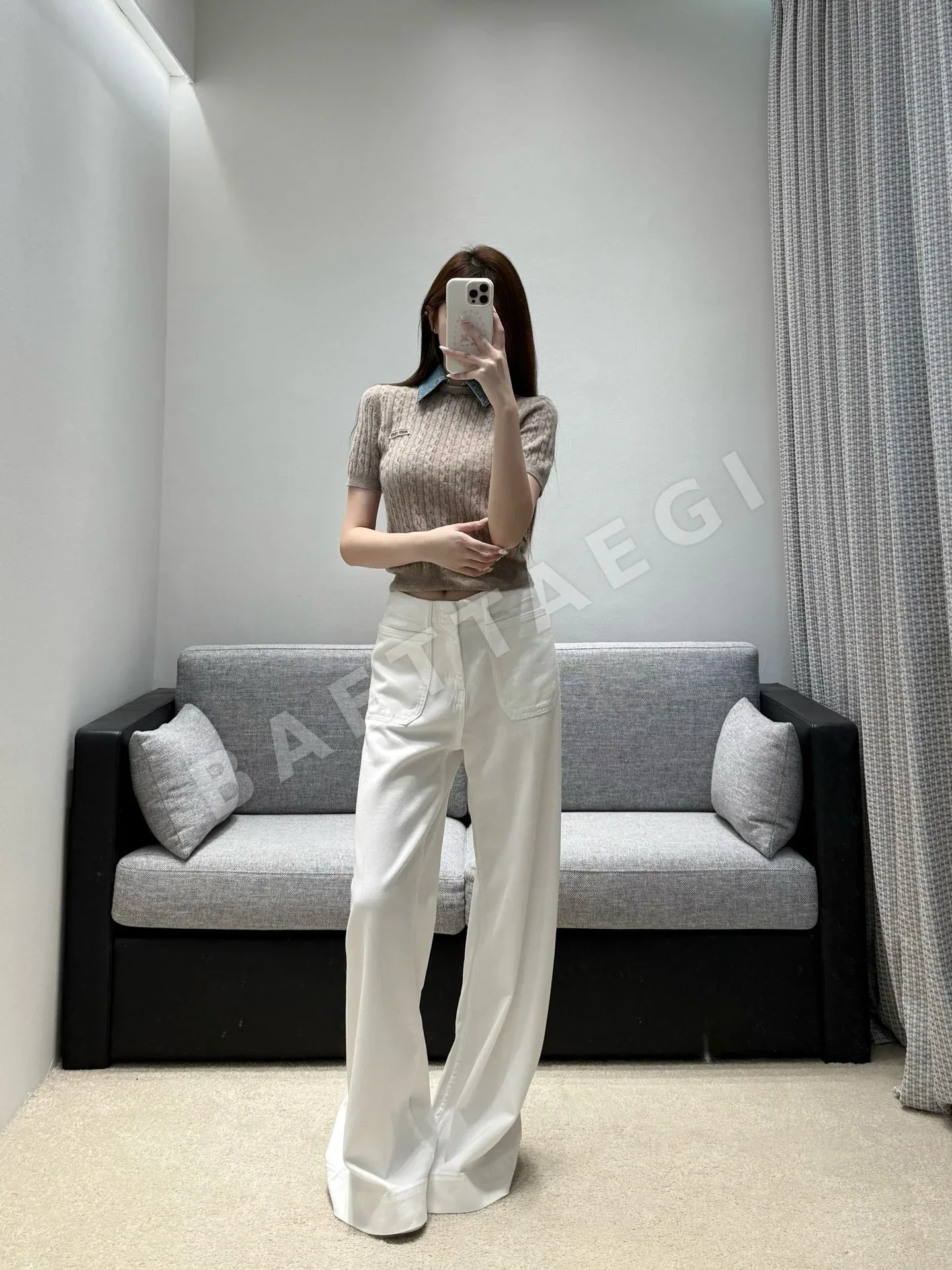 셀린느 와이드 레그 하이웨이스트 여성 바지 상세 이미지 5