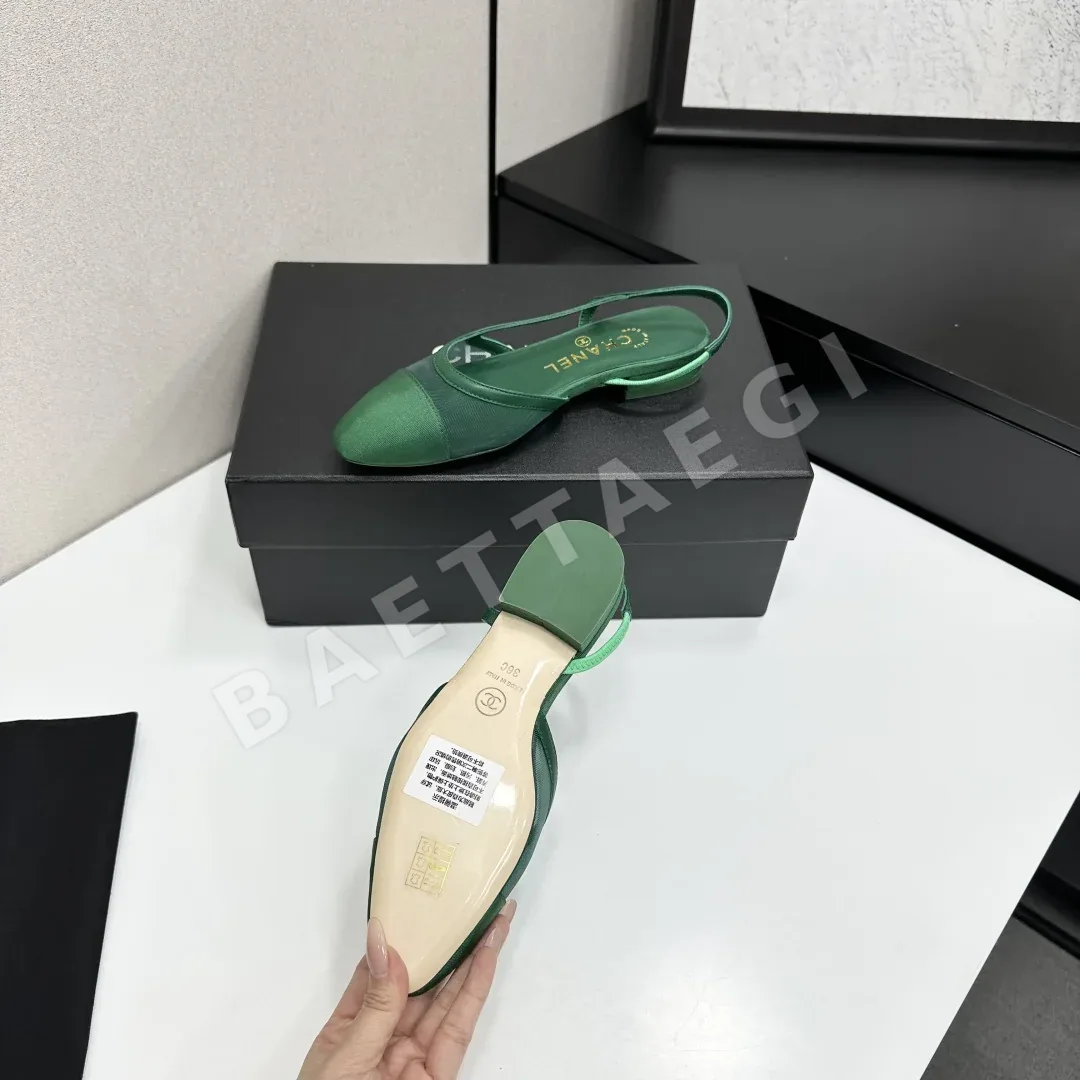 샤넬 클래식 트윈 컬러 슬링백 샌들 상세 이미지 4