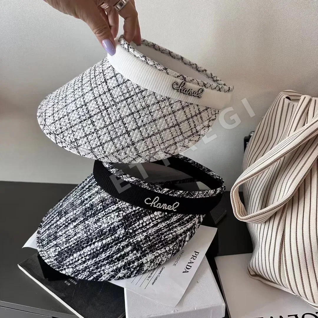 샤넬 체크무늬 바이저 햇 모자 상세 이미지 3