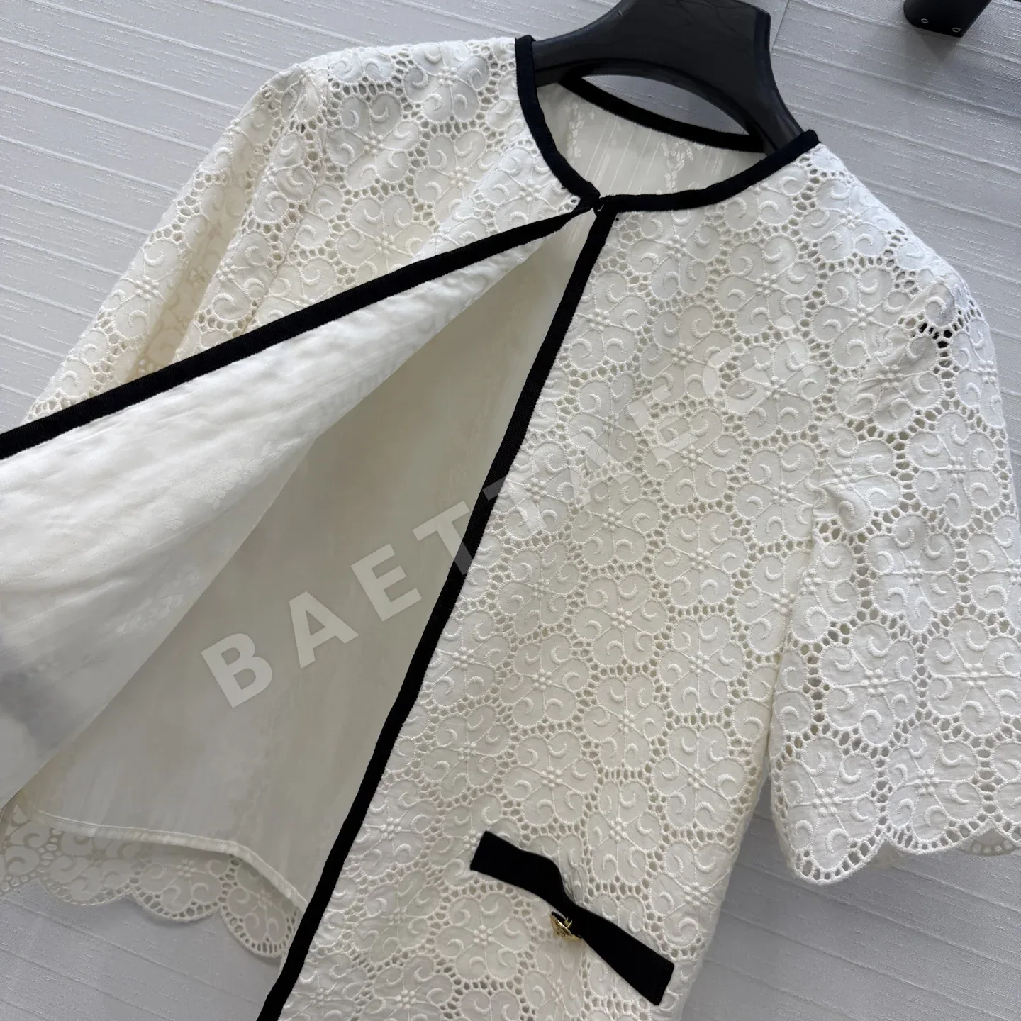 발렌티노 프렌치 레트로 꽃무늬 반소매 가디건 상세 이미지 6