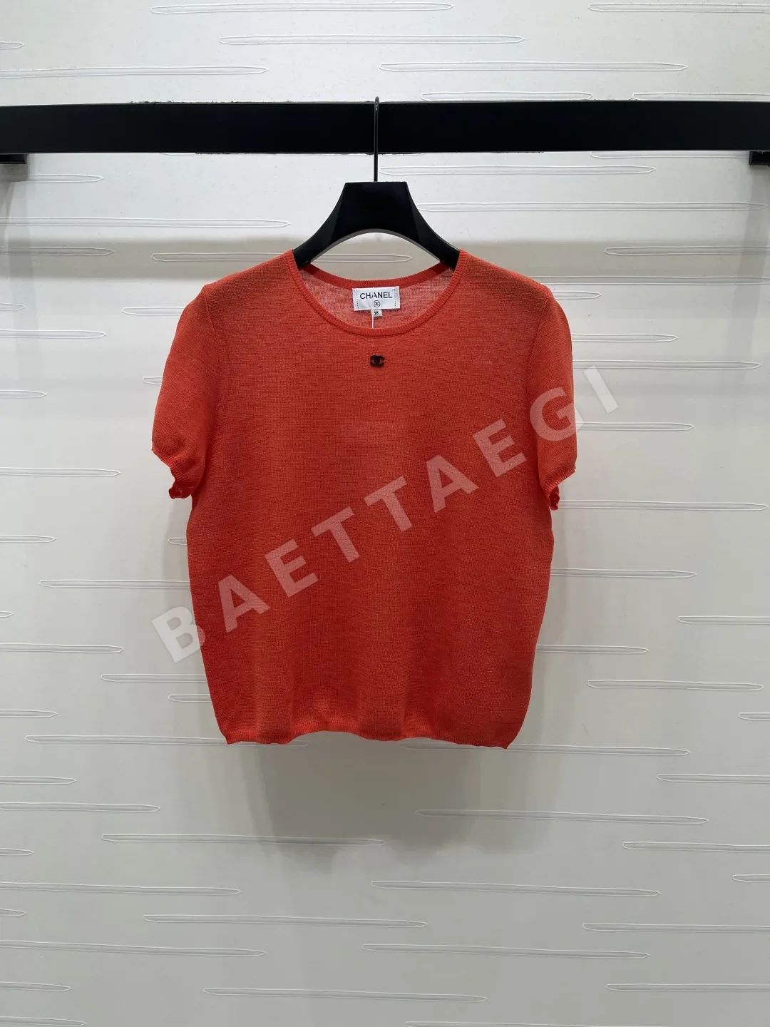 샤넬 라운드넥 니트 반팔 여성 탑 103756