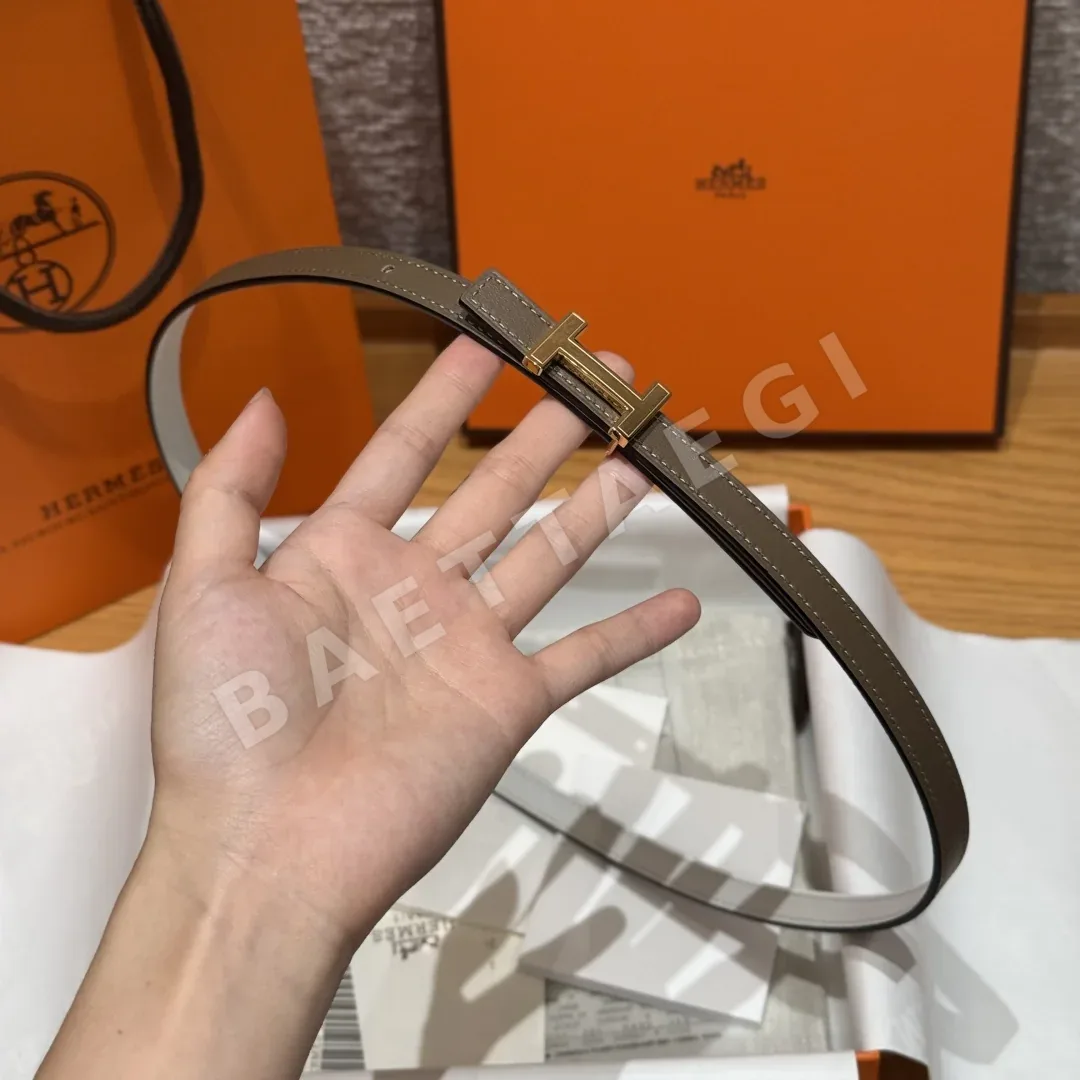 에르메스 미니 H 버클 양면 가죽 벨트 상세 이미지 5