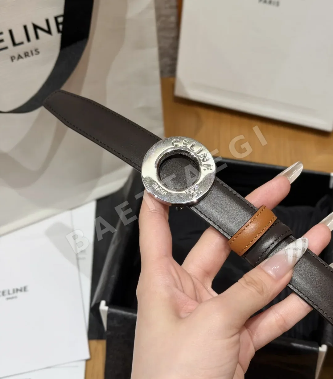 셀린느 디스크 골드 버클 25mm 양면 가죽 벨트 상세 이미지 7
