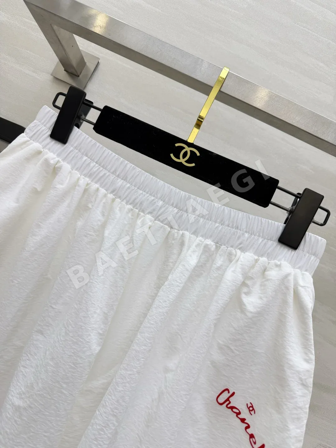 샤넬 화이트 레이스 트림 와이드 큐롯 팬츠 상세 이미지 6