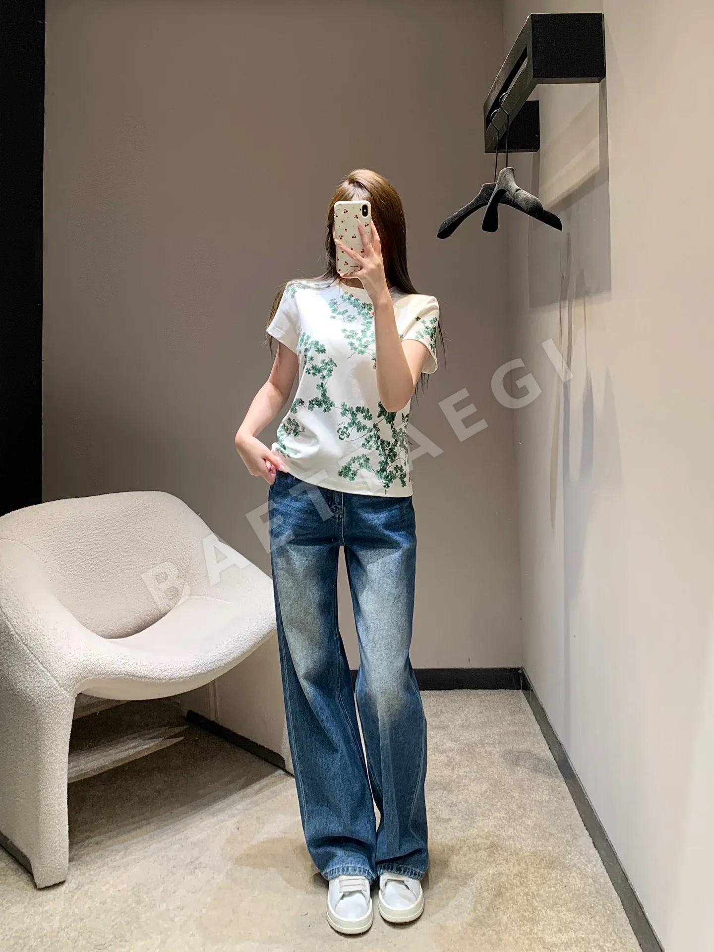 디올 꽃무늬 크루넥 코튼 반팔 티셔츠 상세 이미지 6