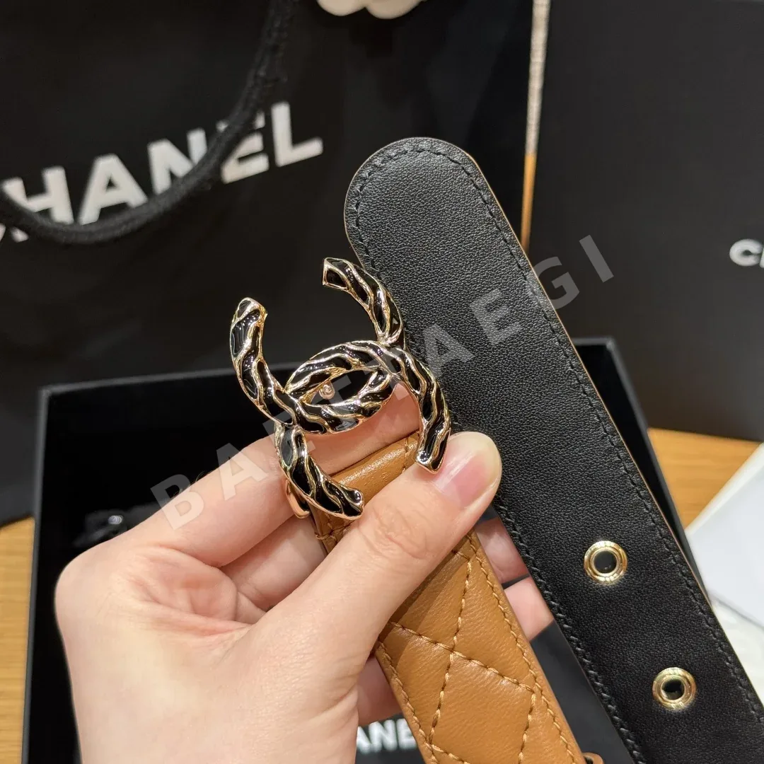 샤넬 램스킨 더블 C 메탈 로고 벨트 상세 이미지 5